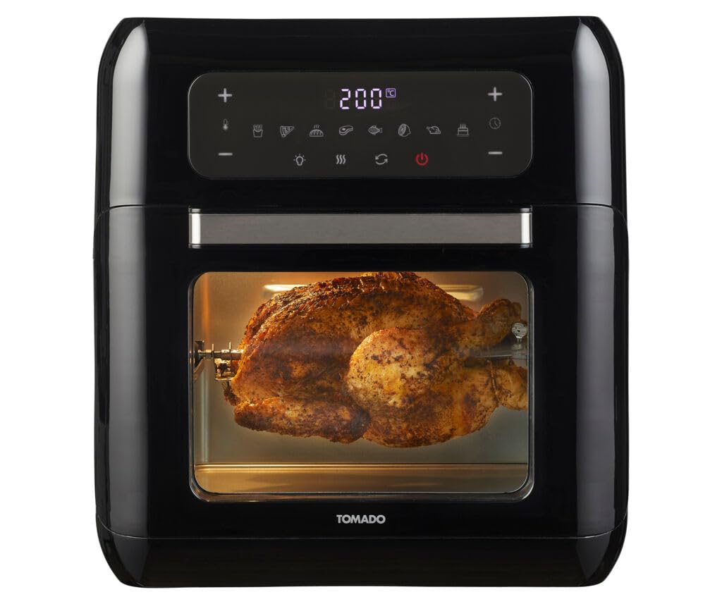 Tomado TAF1201B - Airfryer oven - Hetelucht friteuse - 12 liter - 8 programma's - 40 tot 210°C - 1700 watt - Zwart