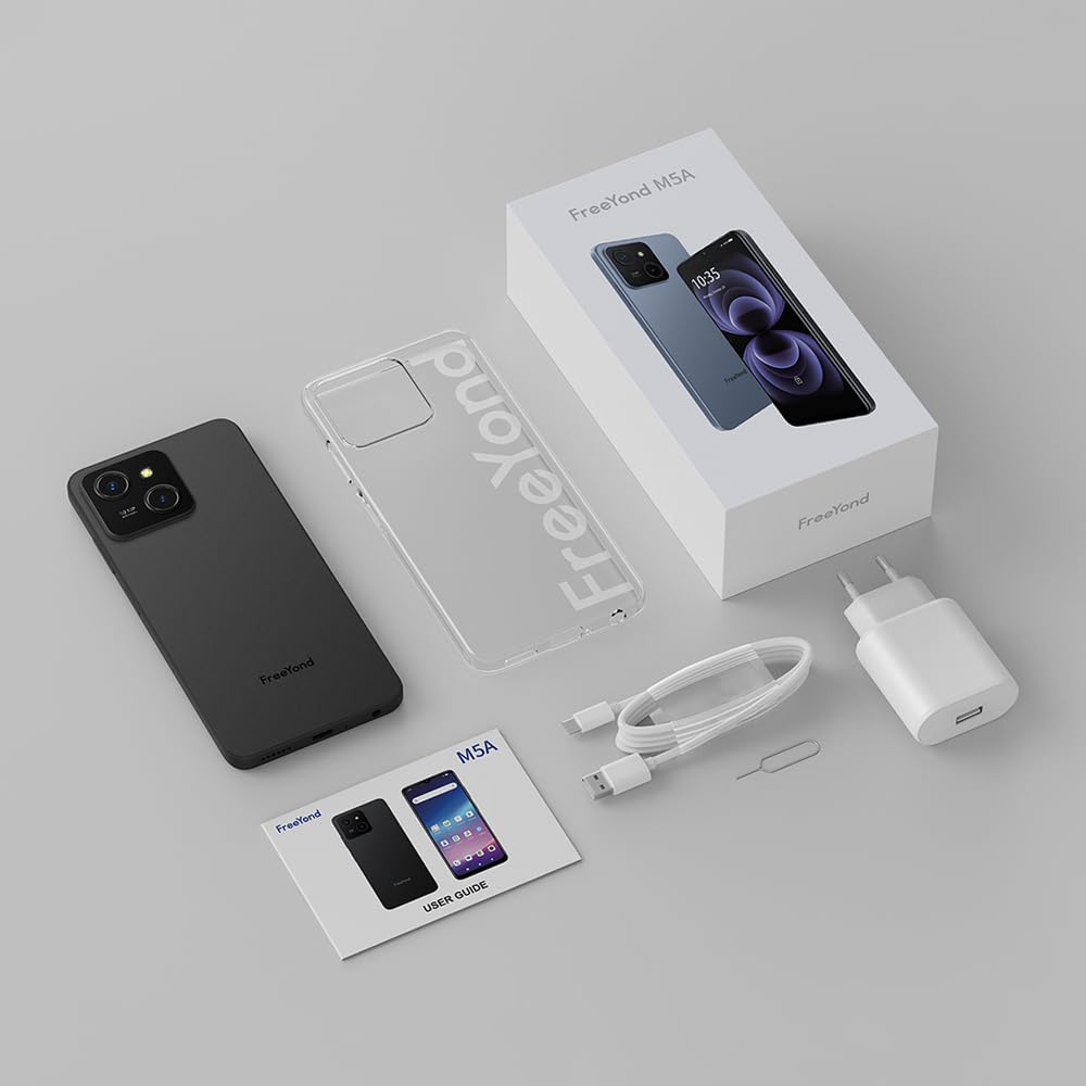 FreeYond M5A 16 GB + 256 GB/2 TB uitbreidbaar, mobiele telefoon zonder abonnement, 6,6 inch HD + 90 Hz scherm, Octa Core, 50 MP AI-camera, 5000 mAh, Android 13, dual sim 3-sleuf, Face