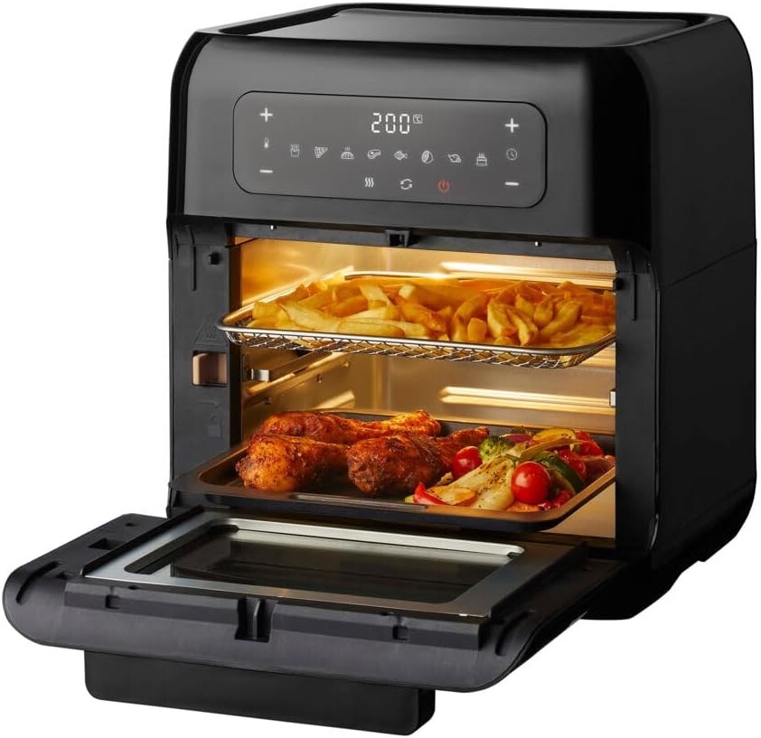 Tomado TAF1201B - Airfryer oven - Hetelucht friteuse - 12 liter - 8 programma's - 40 tot 210°C - 1700 watt - Zwart
