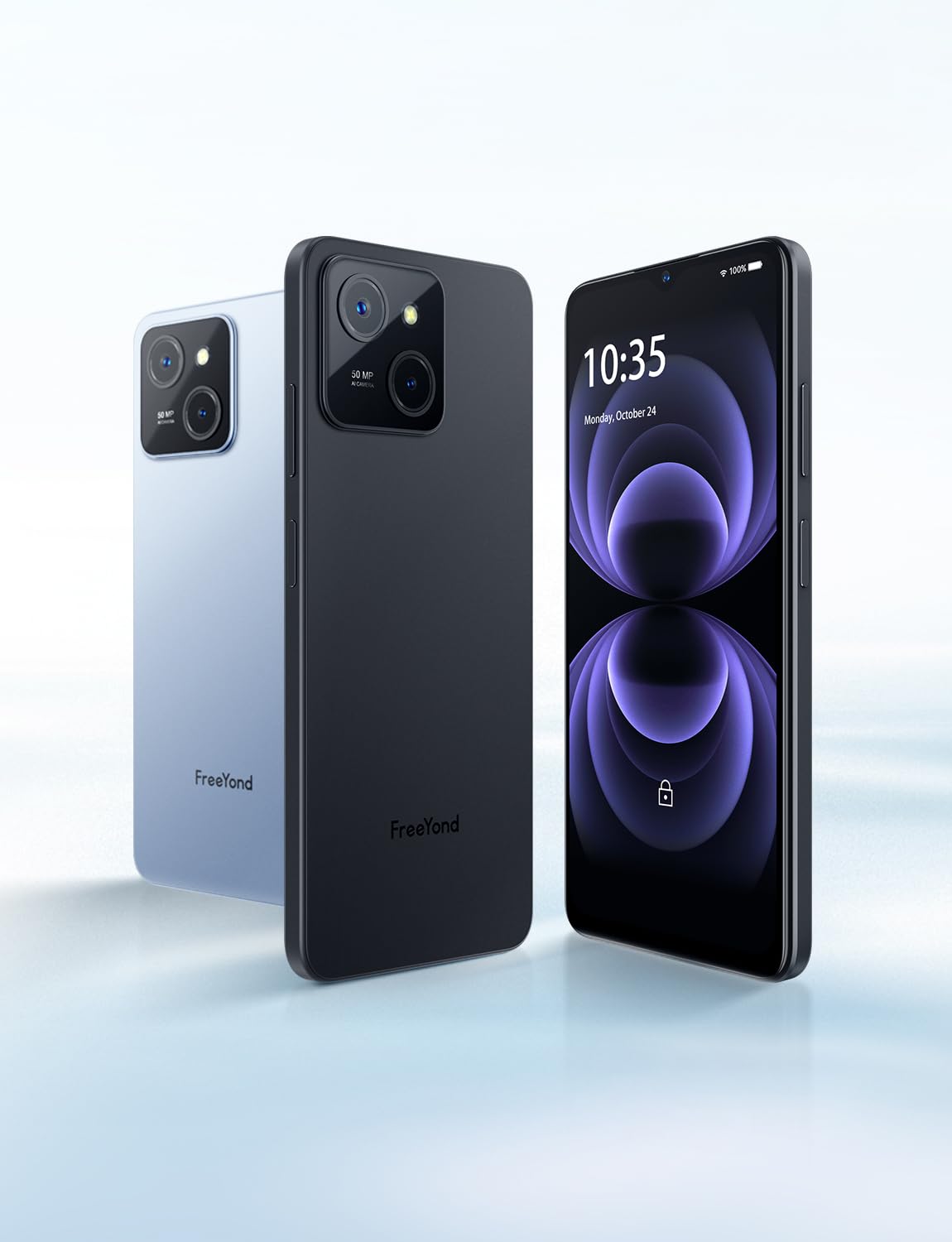 FreeYond M5A 16 GB + 256 GB/2 TB uitbreidbaar, mobiele telefoon zonder abonnement, 6,6 inch HD + 90 Hz scherm, Octa Core, 50 MP AI-camera, 5000 mAh, Android 13, dual sim 3-sleuf, Face
