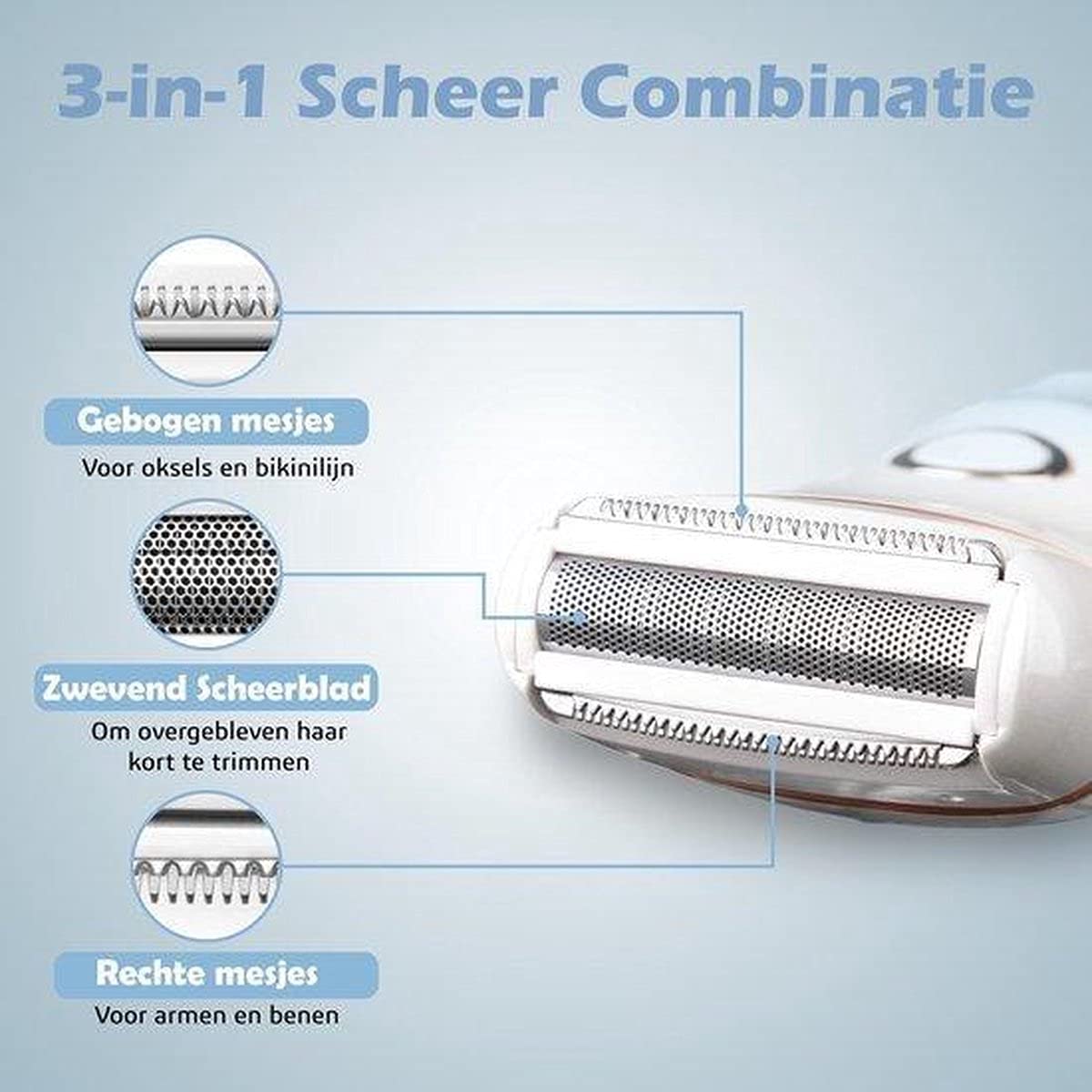 Rock&Rose 3-in-1 Ladyshave - Scheerapparaat voor Vrouwen - USB Oplaadbaar - Scheren - Ontharen - Adapter & Oplaadkabel Inbegrepen