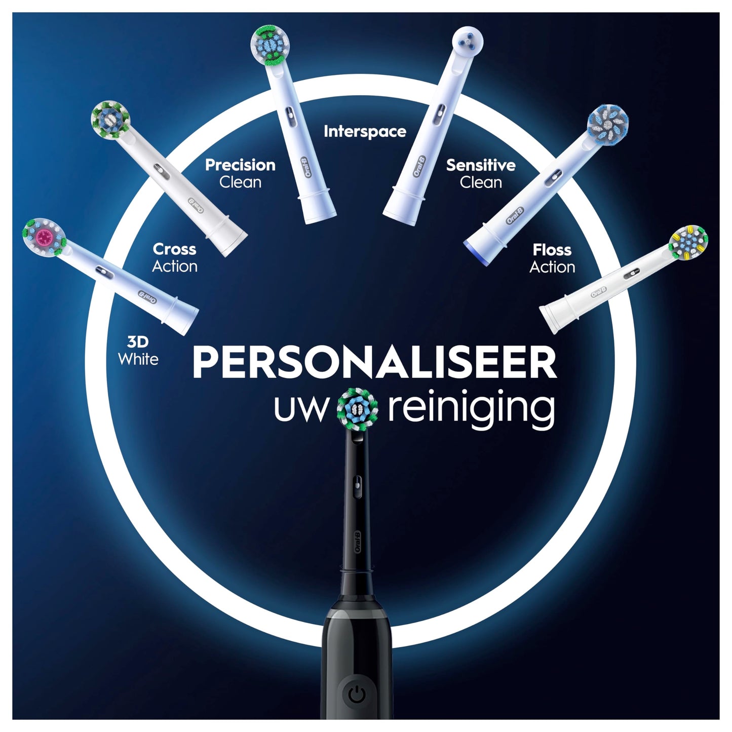 Oral-B Pro 3 3000 elektrische tandenborstel met 2 borstels, 3D-technologie, verwijdert tot 100% tandplak - zwart