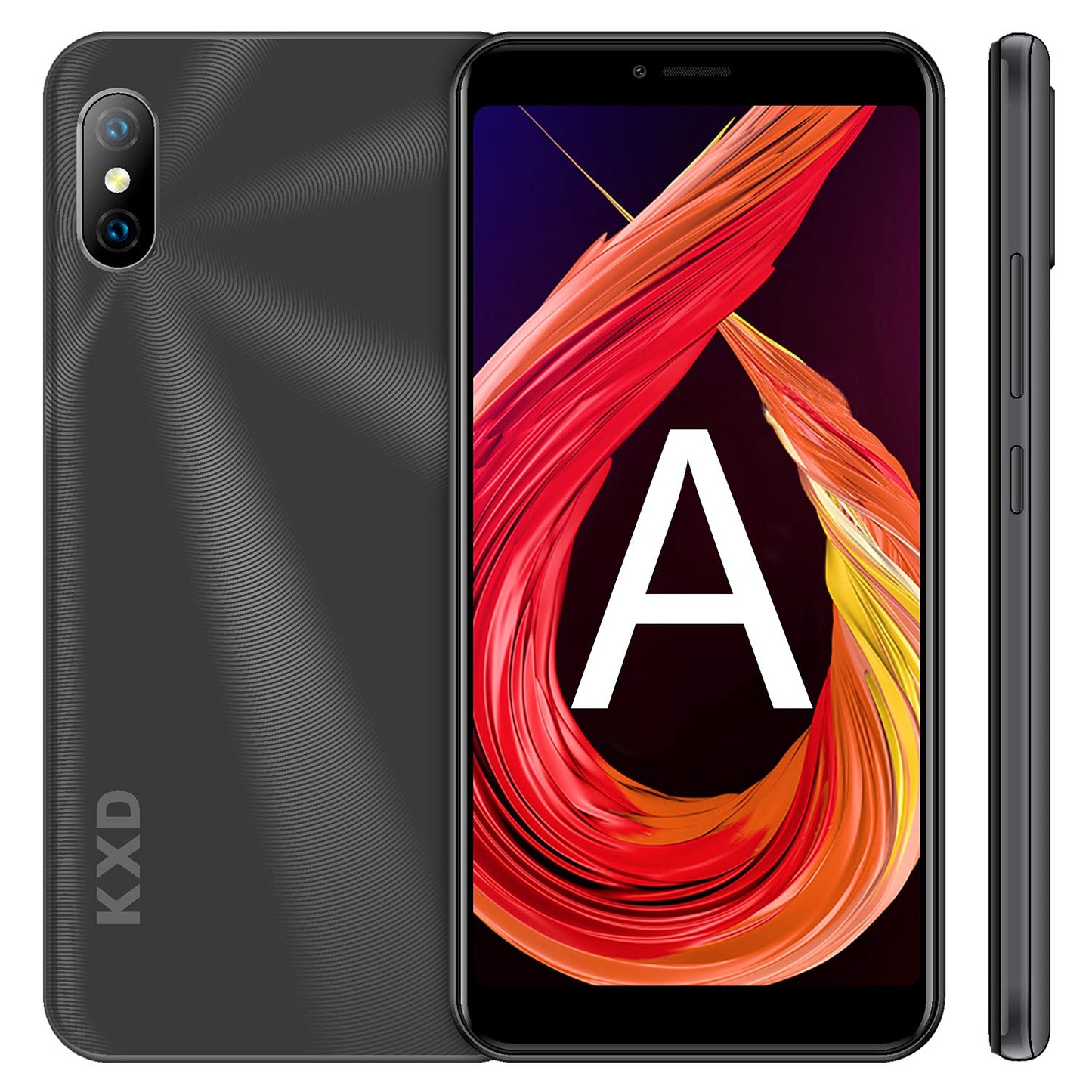 KXD 6A Mobiele Telefoons Android 8.1-3G Dual SIM Goedkope Smartphones Ontgrendeld 3in1 Sleuf 5,5 inch Scherm 1GB RAM 8GB ROM 5MP+0.3MP+2MP Drievoudige Camera's Gezicht Ontgrendelen, Zwart