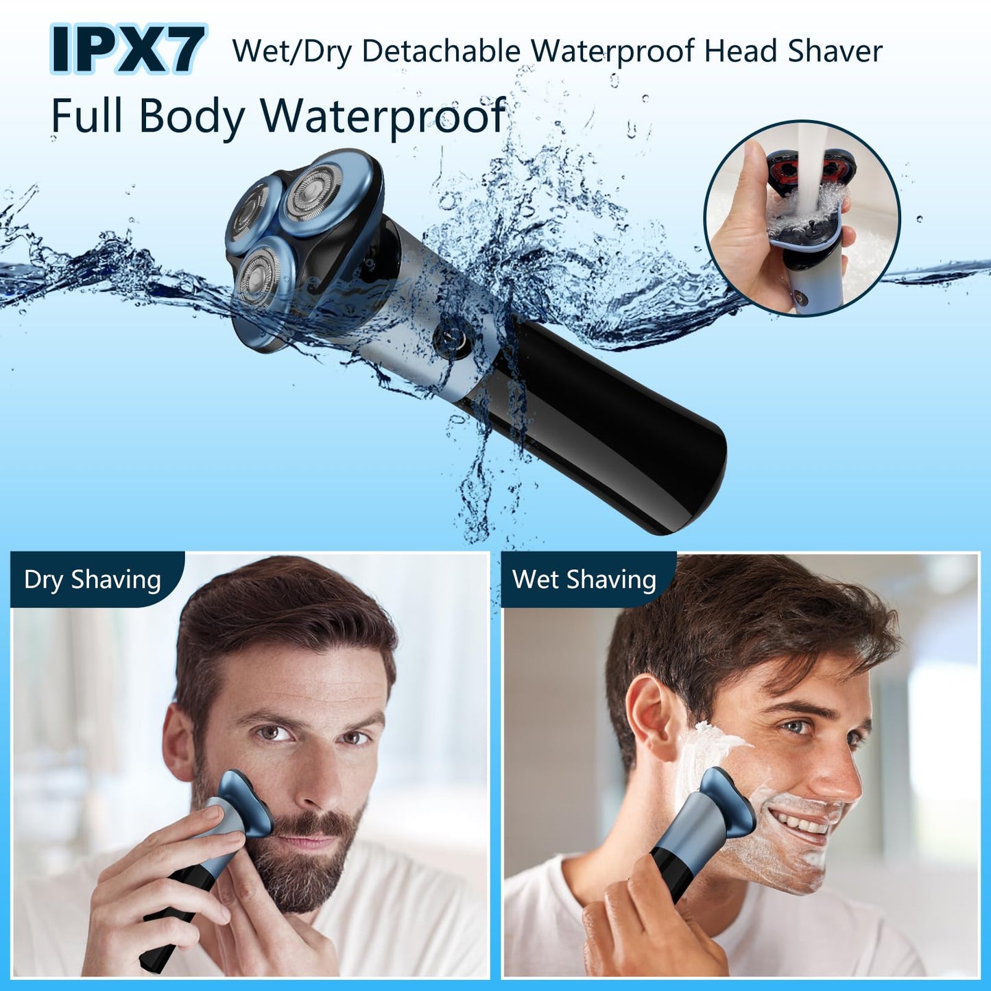 Emooncn Elektrisch Scheerapparaat 3 in 1 Scheerapparaat Voor Mannen Volgt Gezichtscontouren met Bakkebaard & Neustrimmer LCD-scherm,100% Afspoelbaar,Eenvoudig Reinigen,Scheer Nat Of Droog