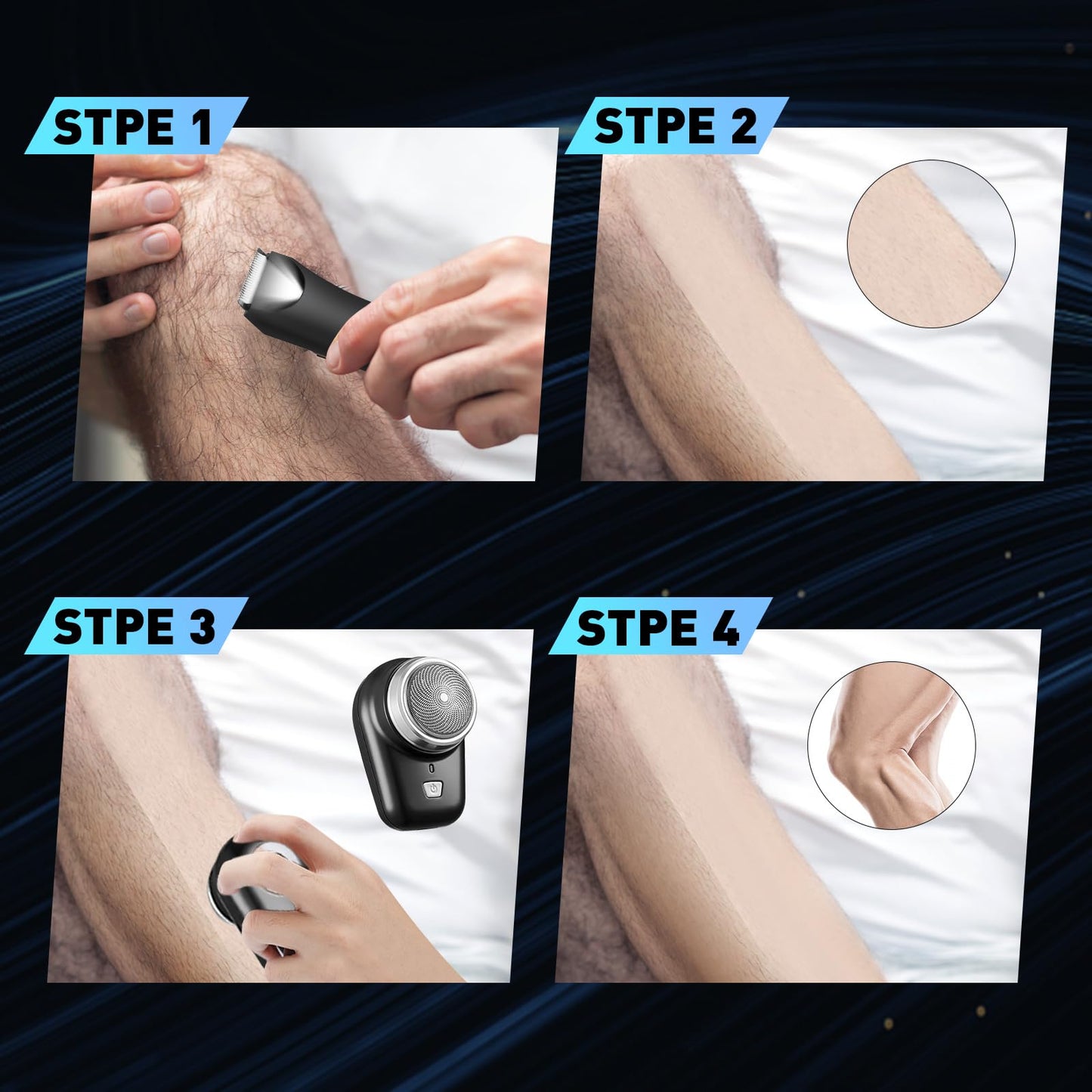 icyant Elektrisch lichaamsscheerapparaat voor heren, elektrisch intieme scheerapparaat voor heren, nat en droog epilator met ledlicht en USB-laadstation voor baard, oksels, borst, benen