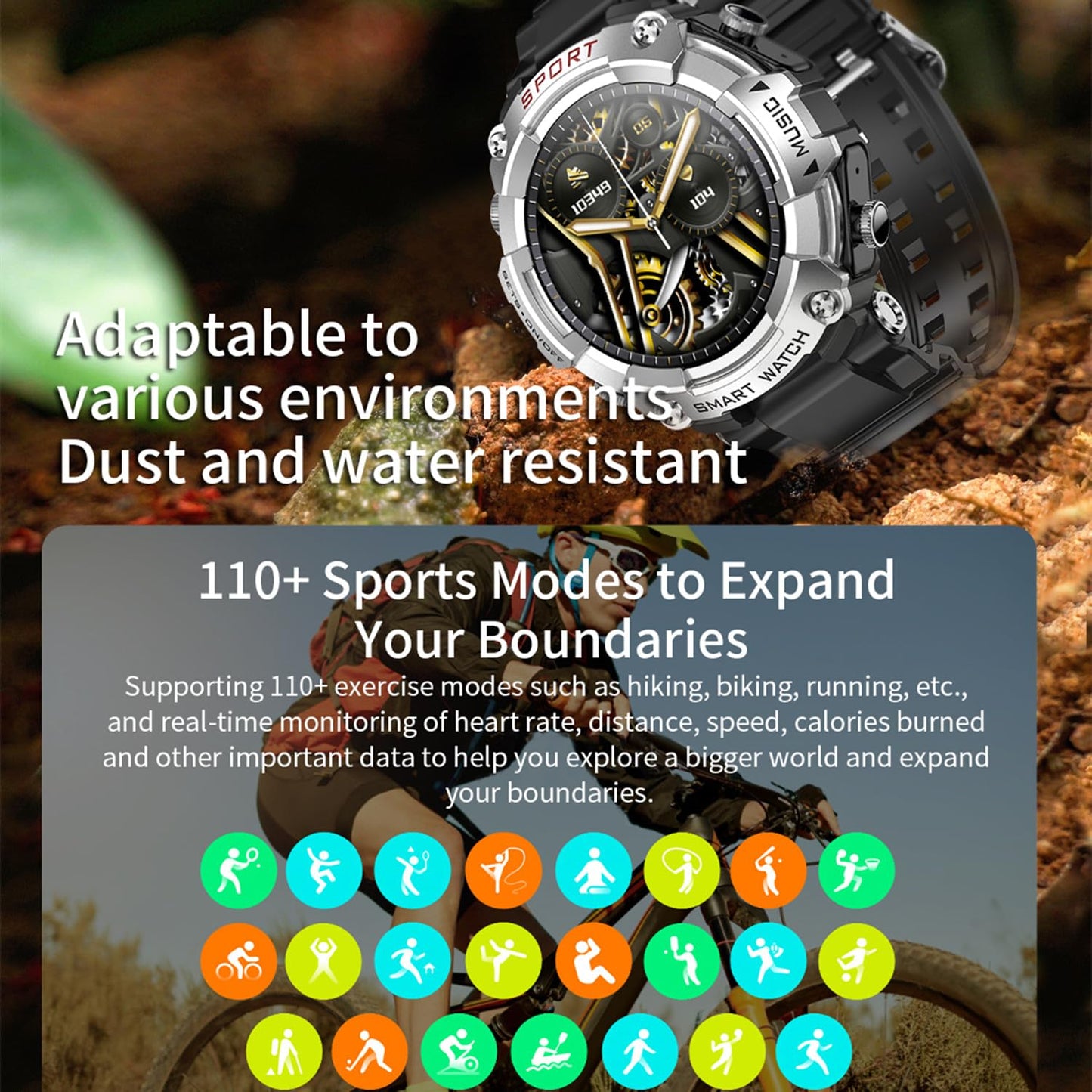 Smart Watch, smartwatch met oordopjes, 1,52 inch AMOLED-scherm met hartslagmeter, ingebouwde TWS bluetooth-headset, IP67 waterdichte smartwatch met calorieën/BT-oproep/Siri (zilver)