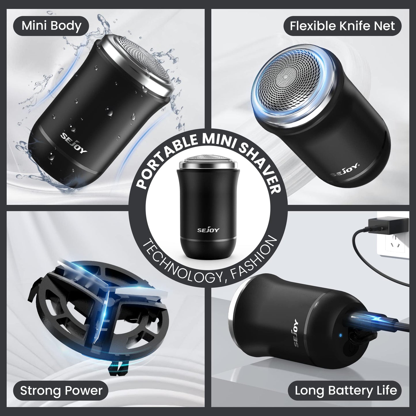 Sejoy Mini elektrisch scheerapparaat voor mannen, gezichtshaarverwijderaar voor vrouwen, zakformaat wasbaar elektrisch scheermes, natte droge baardtrimmer, oplaadbaar, draagbaar, voor gezicht, armen,