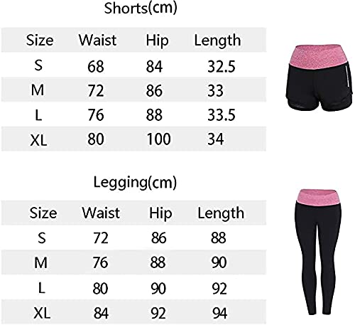 Zetiy Dames 5-delige set Stretch Tights Sport Yoga Trainingspak