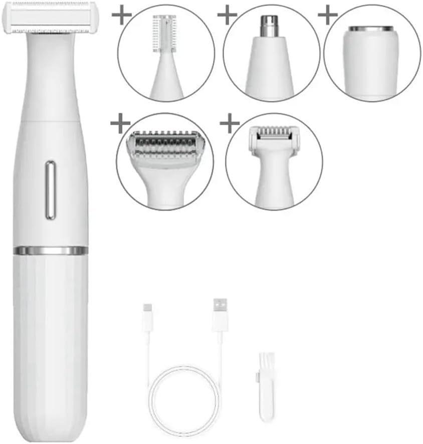 HUPYOMLER 6 in 1 Precisiescheerapparaat voor Intieme Zones, Bikinilijn, Gevoelige Scheerballen, Schaamhaarscheerapparaat Gezichtsneusbaardtrimmer Duurzaam Gemakkelijk Te Gebruiken