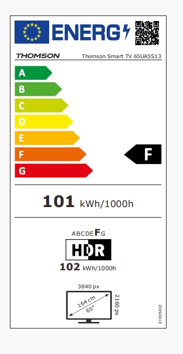 THOMSON 65 Inch (164 cm) UHD Smart Android TV (WLAN, HDR, drievoudige tuner DVB-C/S2/T2, Netflix, Youtube, Prime Video, Disney+) - 65UA5S13-2023