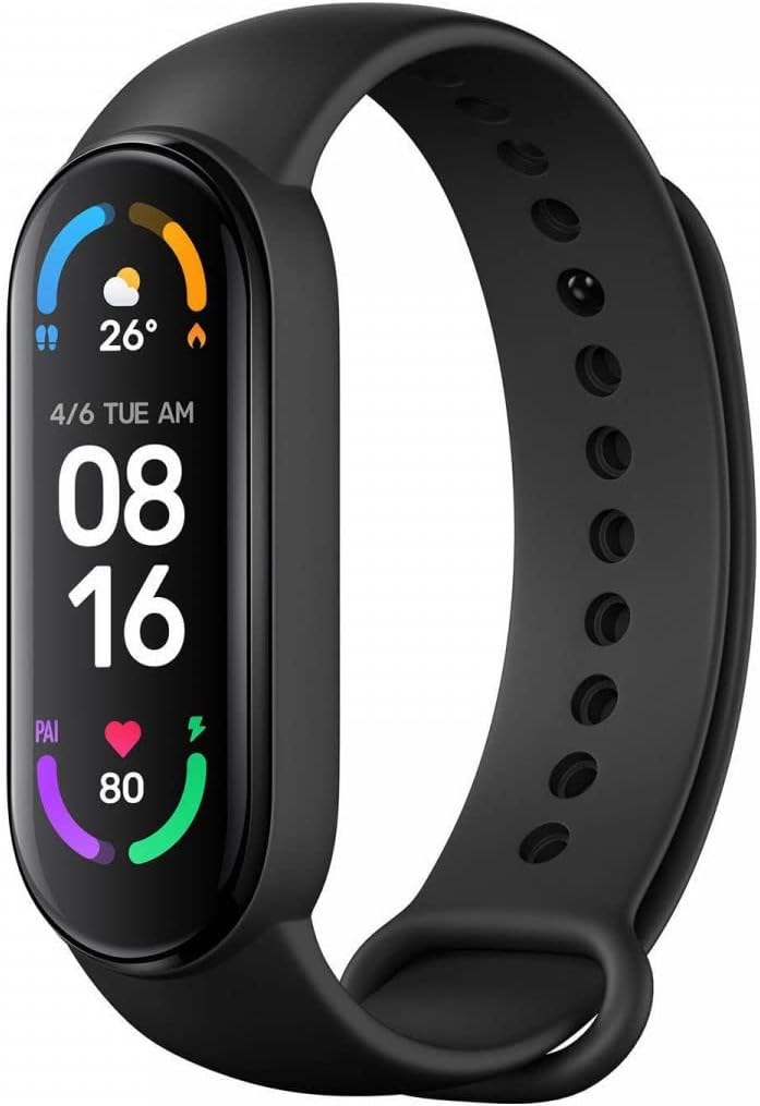 Xiaomi XMSH15HM Mi Smart Band 6 Smart Watch, 1,56 "AMOLED-scherm, sporttracking, waterbestendig tot 5 ATM, antibacteriële riem, 125 mAh-batterij, Italiaanse versie, normaal, zwart