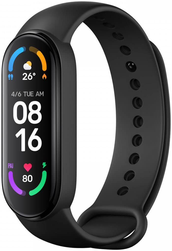 Xiaomi XMSH15HM Mi Smart Band 6 Smart Watch, 1,56 "AMOLED-scherm, sporttracking, waterbestendig tot 5 ATM, antibacteriële riem, 125 mAh-batterij, Italiaanse versie, normaal, zwart