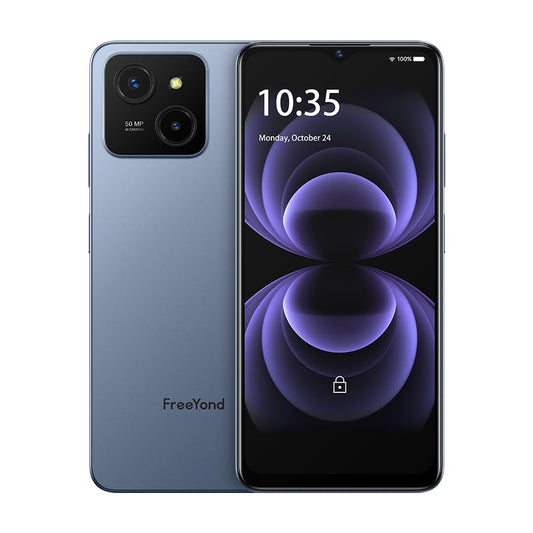 FreeYond M5A 16 GB + 256 GB/2 TB uitbreidbaar, mobiele telefoon zonder abonnement, 6,6 inch HD + 90 Hz scherm, Octa Core, 50 MP AI-camera, 5000 mAh, Android 13, dual sim 3-sleuf, Face