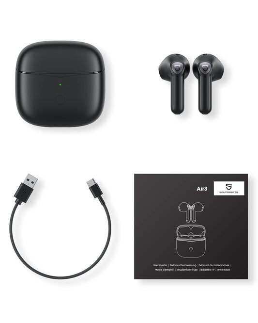 SoundPEATS Air3 Draadloze Oordopjes Bluetooth 5.2, Wireless Earbuds met Qualcomm QCC3040 en aptX-Adaptive, 4-Mic en CVC 8.0 Noise Cancellation, in-Ear Detectie, Game Mode Zwart