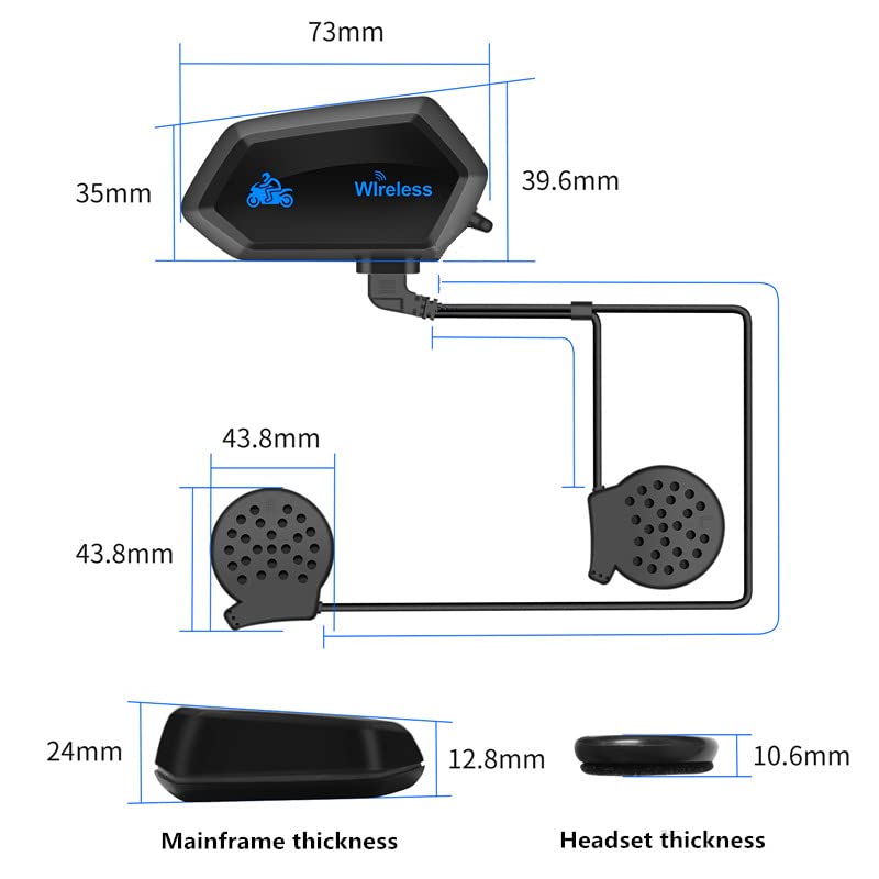 OBEST Motorhelm, headset, Bluetooth 5.0, ultradunne helm, hoofdtelefoon, draadloos, waterdichte bluetooth-hoofdtelefoon, ruisonderdrukking, Siri oproepen, voor motorsport, handsfree, muziek, GPS/skiing