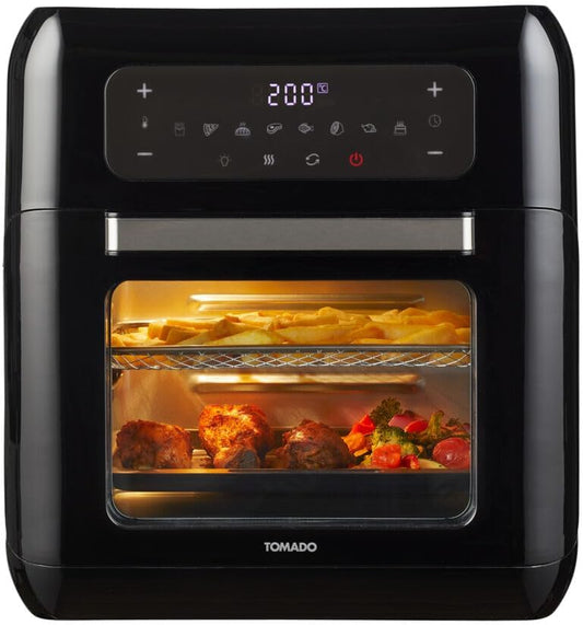 Tomado TAF1201B - Airfryer oven - Hetelucht friteuse - 12 liter - 8 programma's - 40 tot 210°C - 1700 watt - Zwart