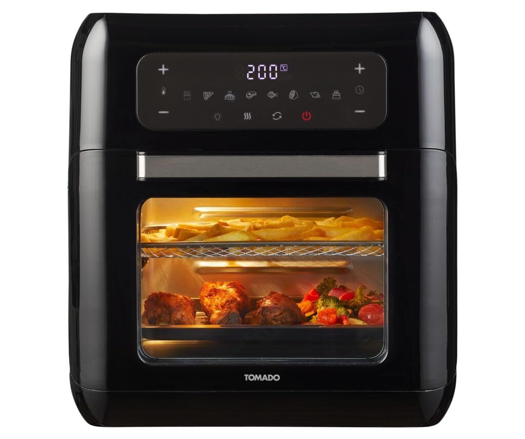 Tomado TAF1201B - Airfryer oven - Hetelucht friteuse - 12 liter - 8 programma's - 40 tot 210°C - 1700 watt - Zwart