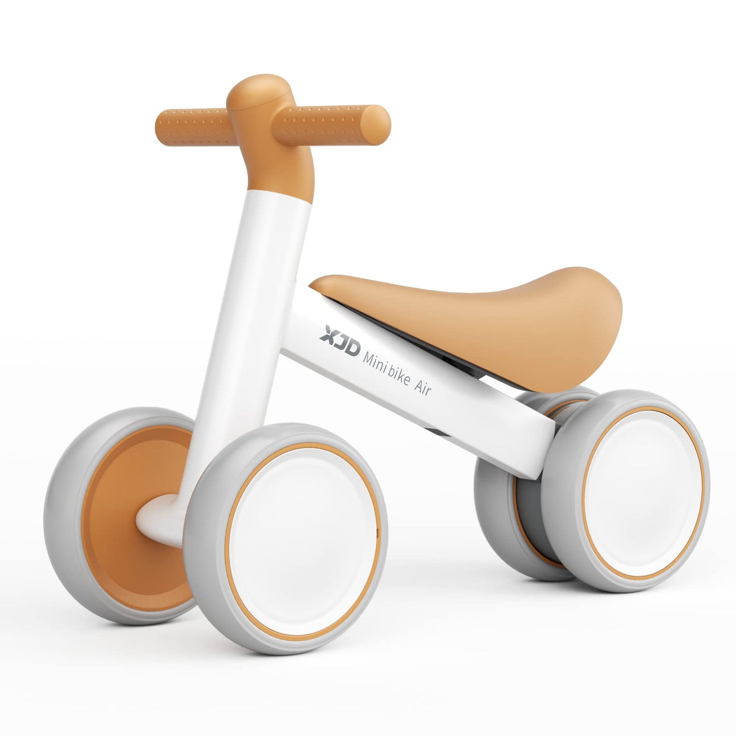 XJD Loopfiets vanaf 1 jaar, loopfiets, speelgoed voor 10-24 maanden, baby loopfiets, mini met 4 wielen, kleine kinderen, fiets zonder pedalen, eerste loopfiets als cadeau (bruin)