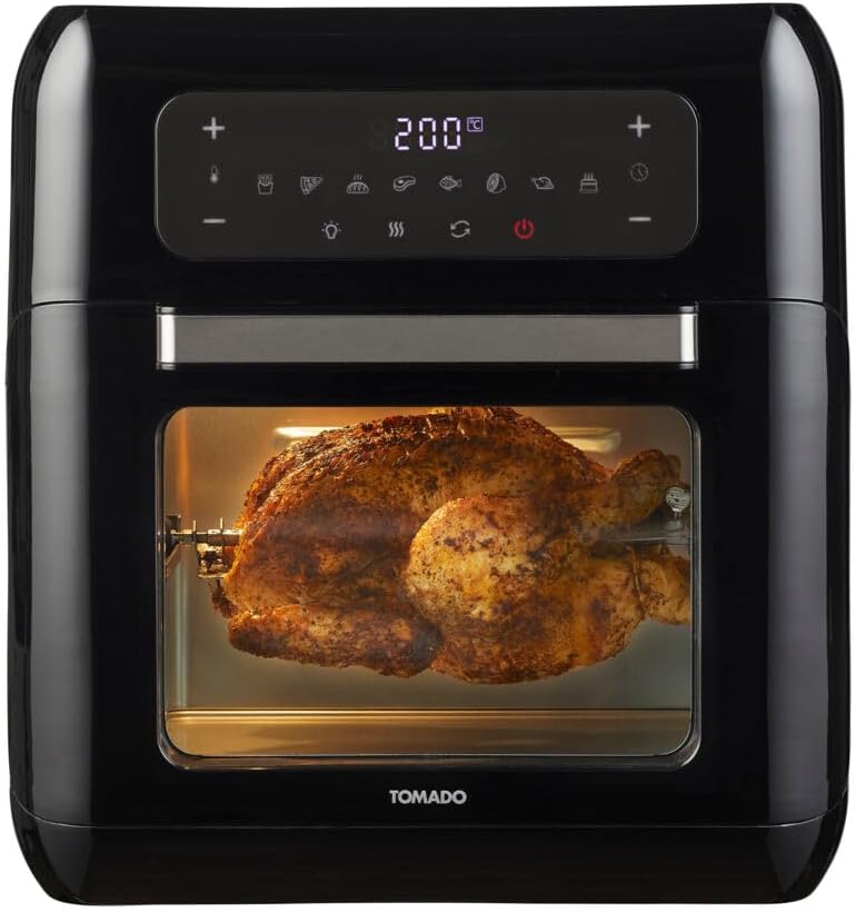 Tomado TAF1201B - Airfryer oven - Hetelucht friteuse - 12 liter - 8 programma's - 40 tot 210°C - 1700 watt - Zwart