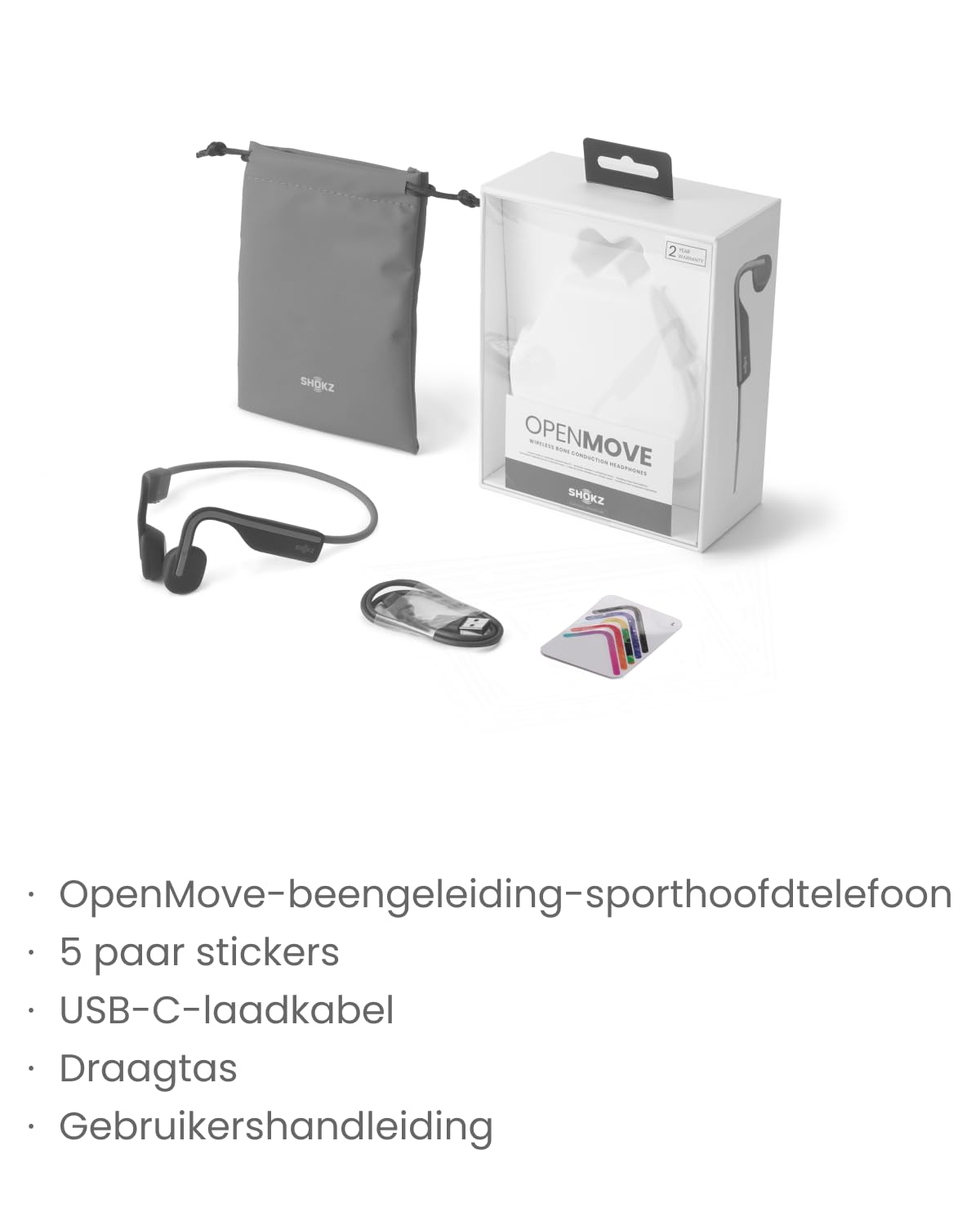 SHOKZ OpenMove draadloze hoofdtelefoon, [Rotterdam Marathon Aanrader] Bluetooth-headset met beengeleiding met microfoon, 6 uur speeltijd & IP55 waterdicht, sporthoofdtelefoon voor hardlopen (Grijs)