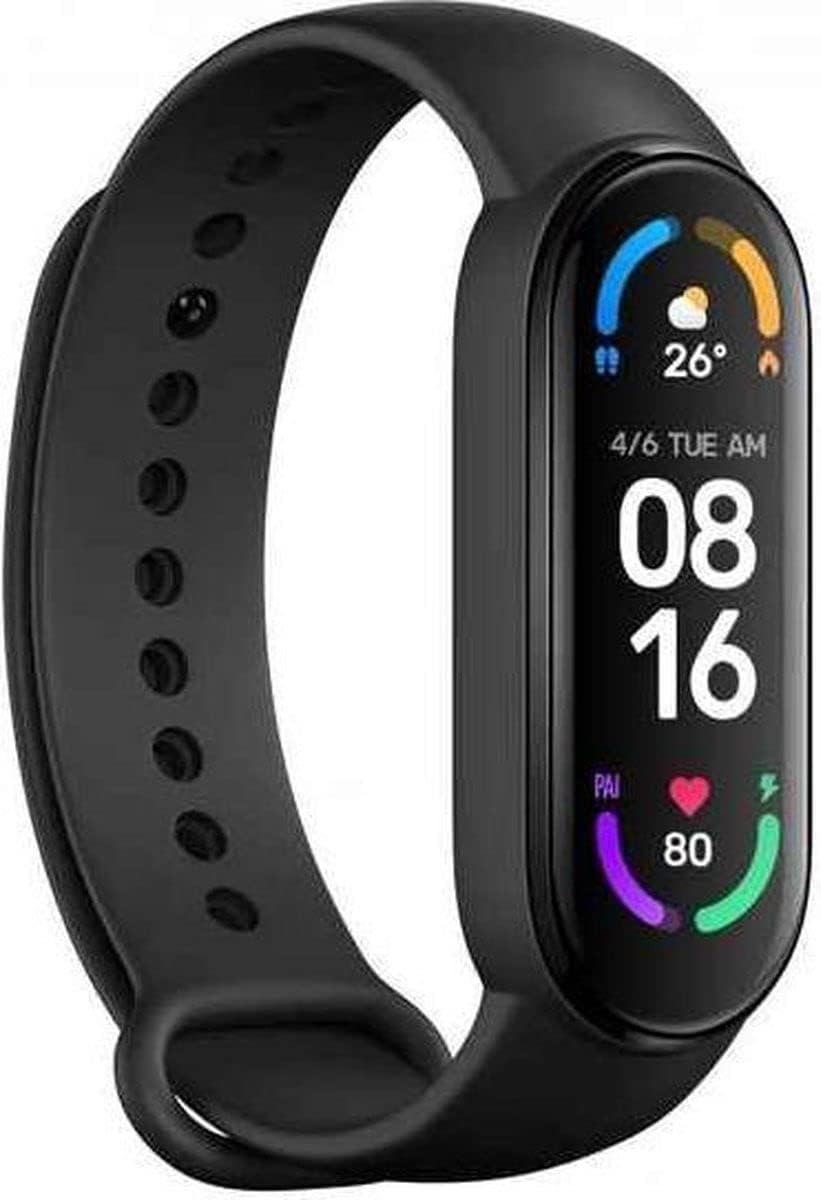 Xiaomi XMSH15HM Mi Smart Band 6 Smart Watch, 1,56 "AMOLED-scherm, sporttracking, waterbestendig tot 5 ATM, antibacteriële riem, 125 mAh-batterij, Italiaanse versie, normaal, zwart