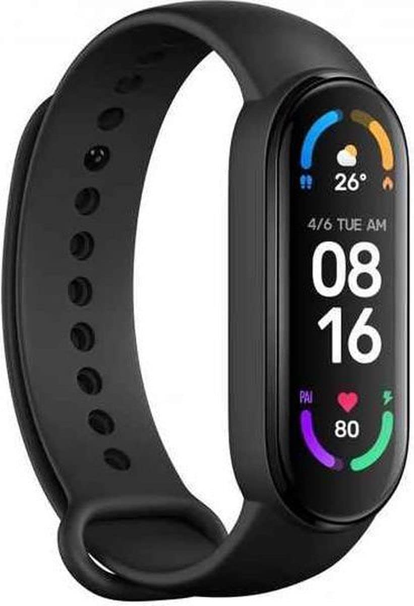 Xiaomi XMSH15HM Mi Smart Band 6 Smart Watch, 1,56 "AMOLED-scherm, sporttracking, waterbestendig tot 5 ATM, antibacteriële riem, 125 mAh-batterij, Italiaanse versie, normaal, zwart