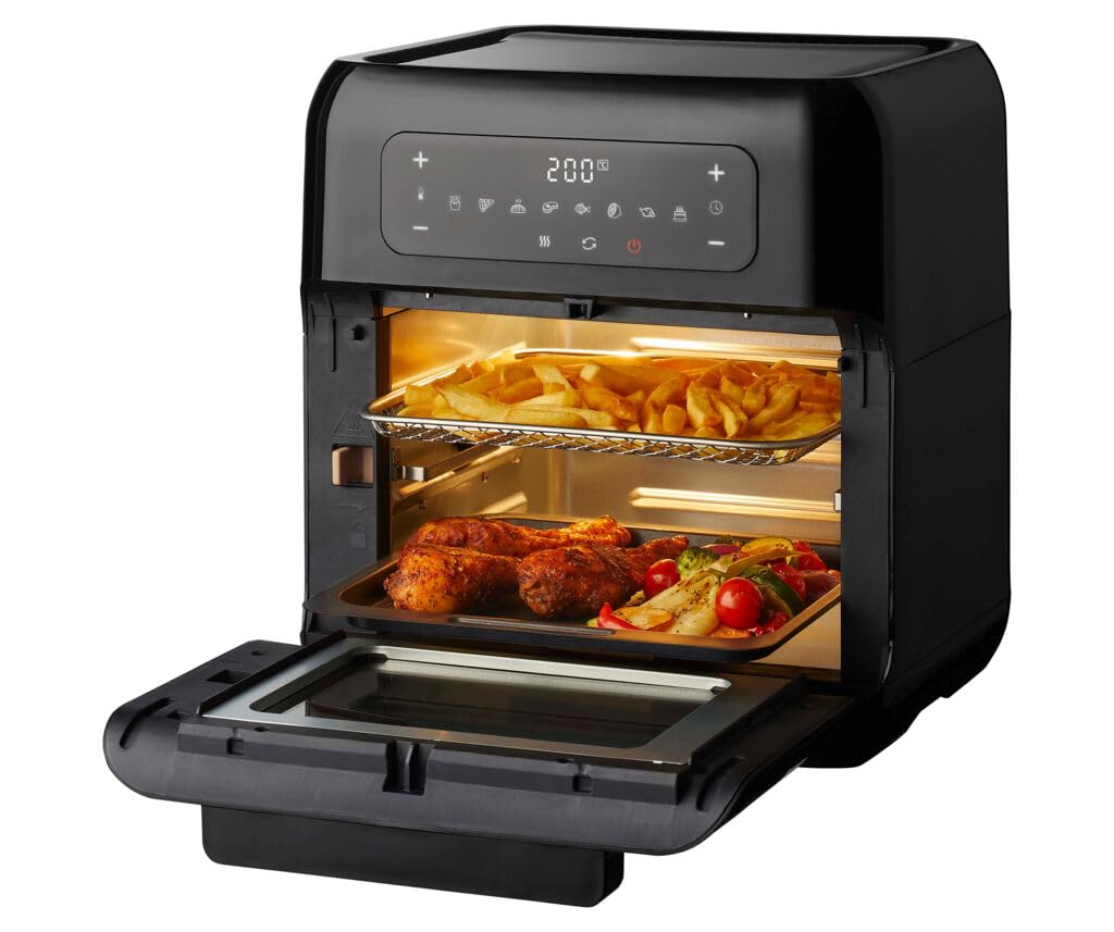 Tomado TAF1201B - Airfryer oven - Hetelucht friteuse - 12 liter - 8 programma's - 40 tot 210°C - 1700 watt - Zwart