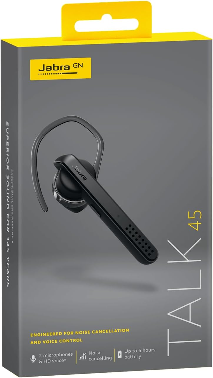 Jabra Talk 45 mono in-ear headset, draadloos telefoneren, podcasts en muziek beluisteren of de GPS opvragen, zwart