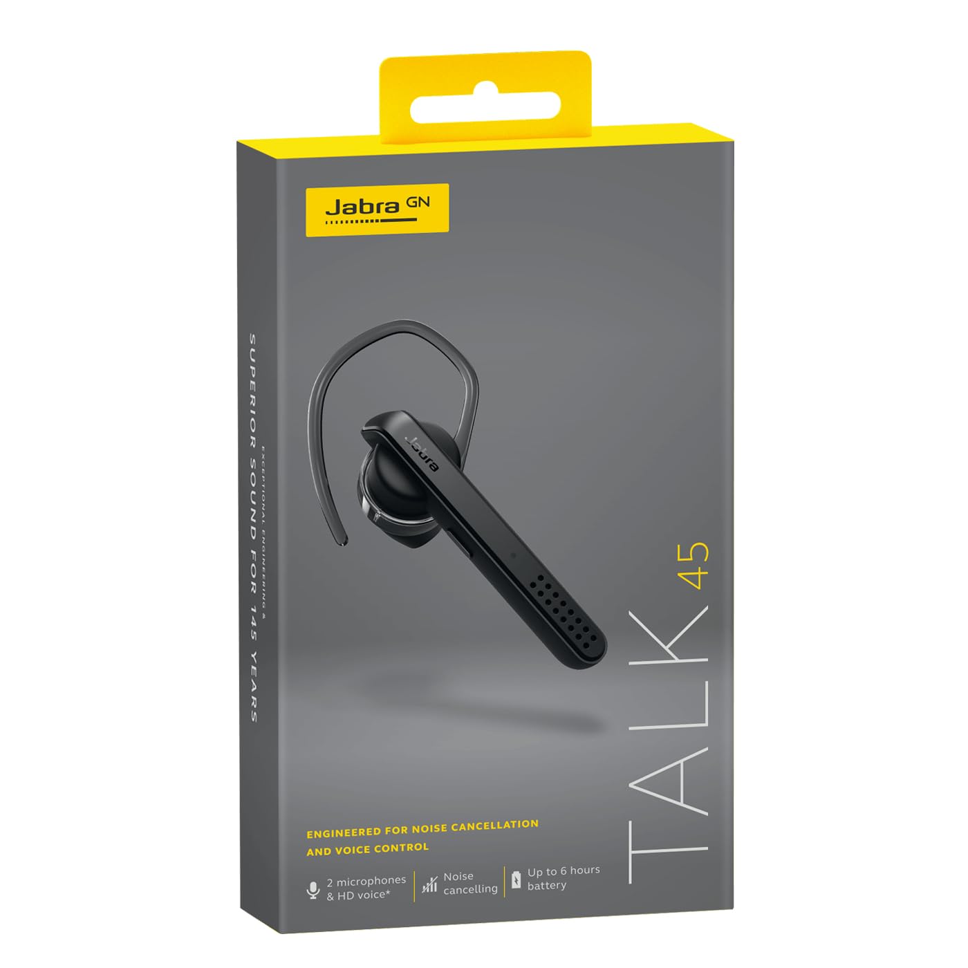 Jabra Talk 45 mono in-ear headset, draadloos telefoneren, podcasts en muziek beluisteren of de GPS opvragen, zwart