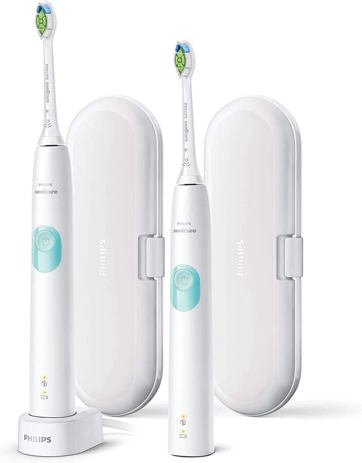 Philips Sonicare Elektrische Tandenborstel ProtectiveClean 4300 Duo - Gezonder tandvlees - Ingebouwde poetsdruksensor -1 Poetstand - Signaal opzetborstel vervangen - HX6807/35