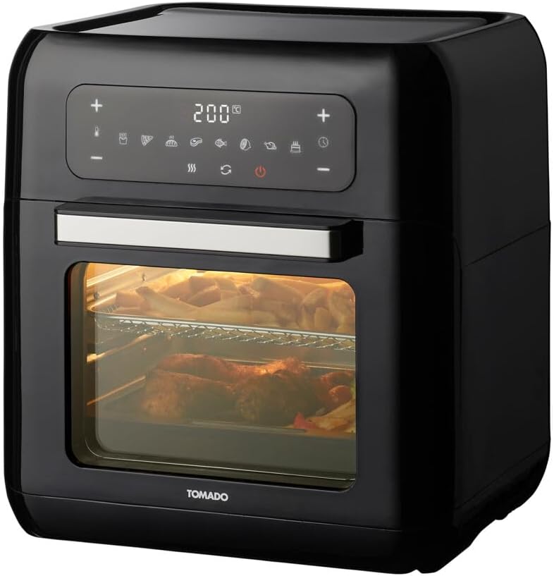 Tomado TAF1201B - Airfryer oven - Hetelucht friteuse - 12 liter - 8 programma's - 40 tot 210°C - 1700 watt - Zwart