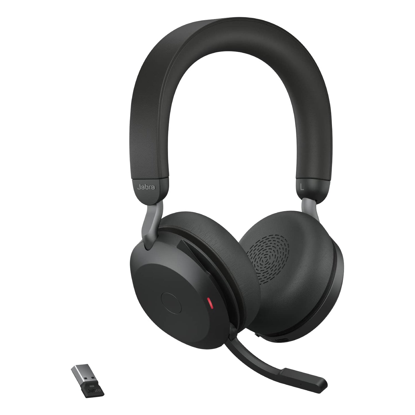 Jabra Evolve2 75 Wireless PC Headset with 8-Microphone Technology - Dual Foam Stereo Headphones with adjustable Advanced Active Noise Cancellation, USB-A Bluetooth Adapter and UC Compatibility - Black