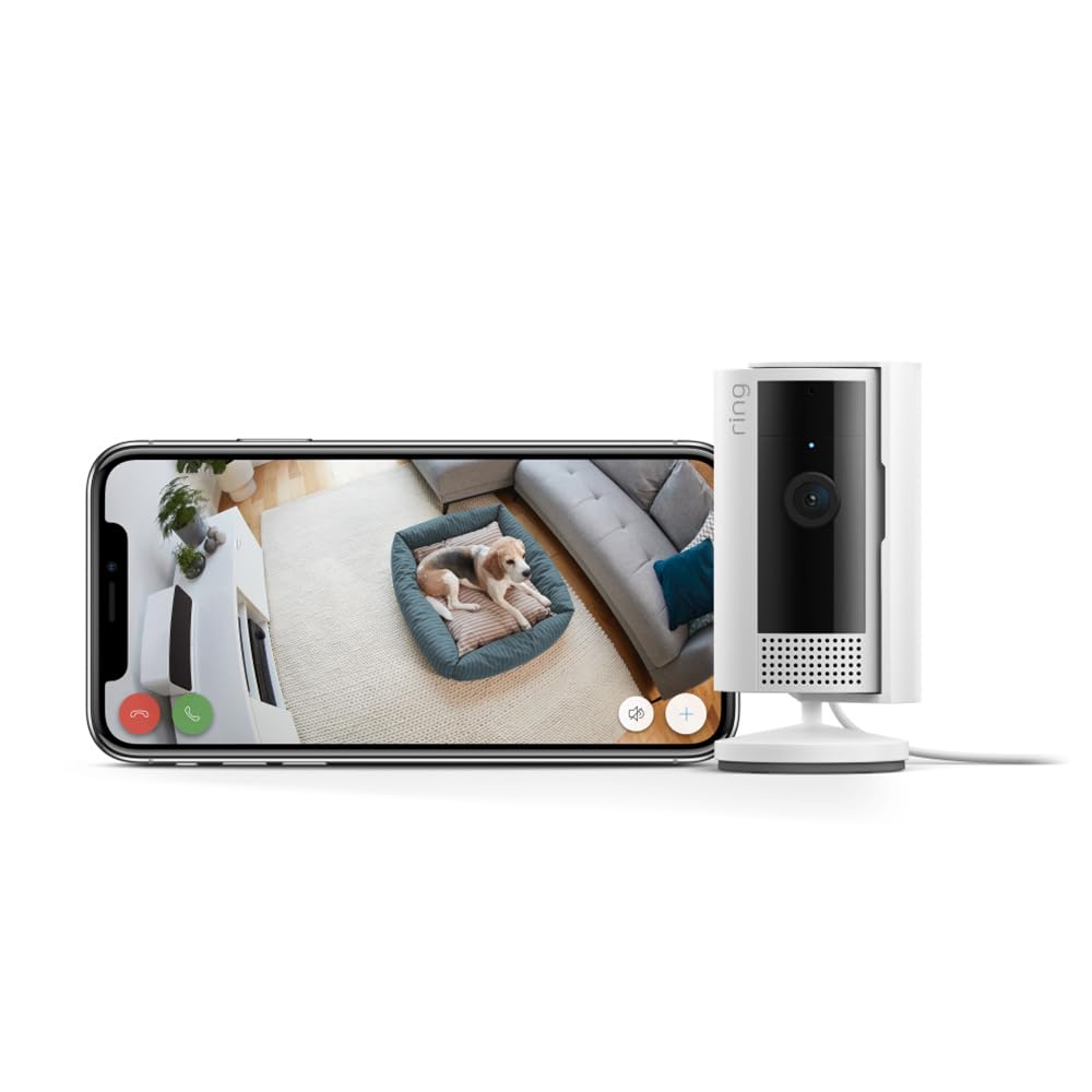 Maak kennis met de Ring Indoor Camera (2de generatie) van Amazon | huisdiercamera met stekker | 1080p HD, tweerichtingsspraak, privacykap, zelf te installeren | gratis 30 dagen Ring Protect op proef