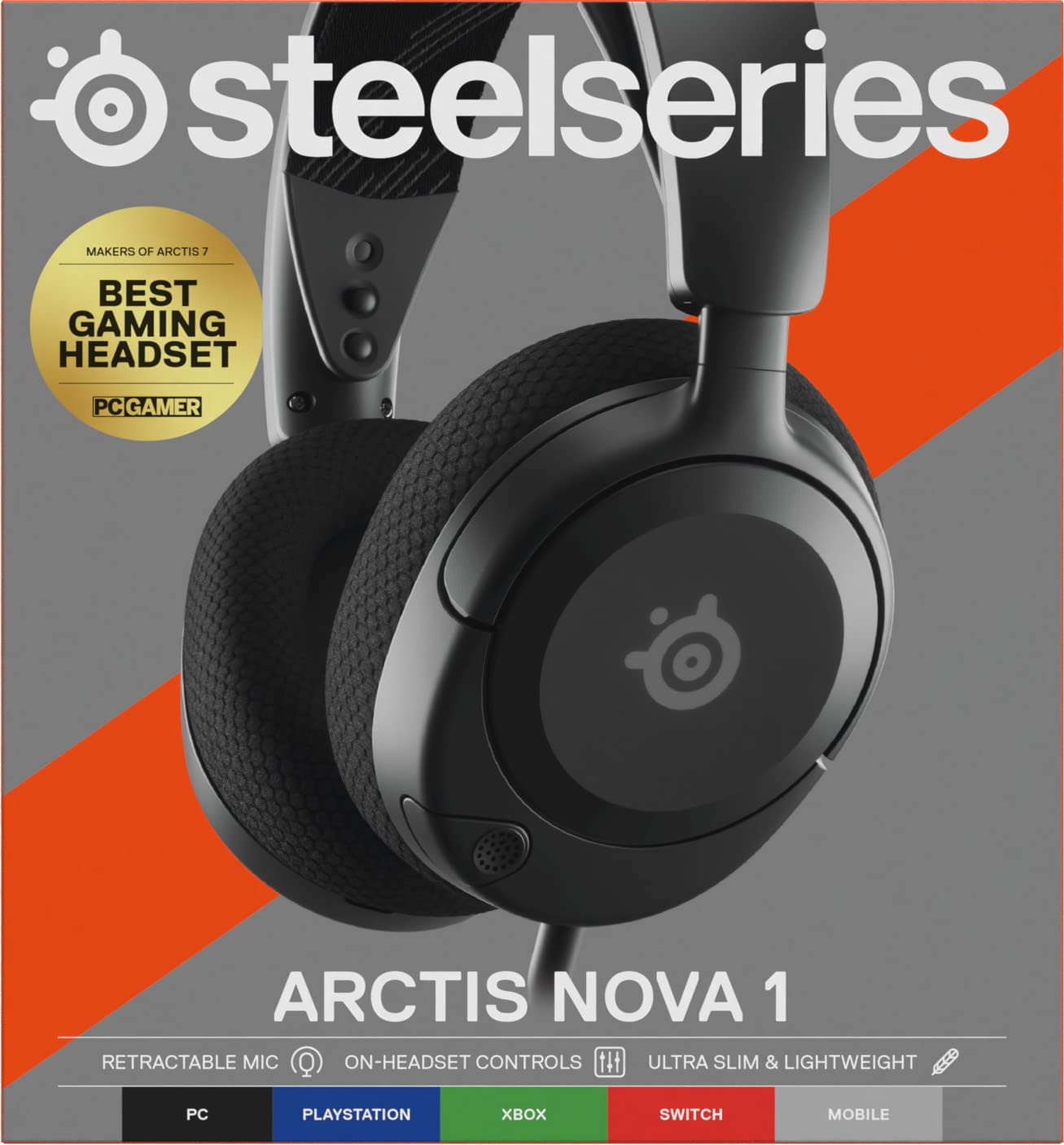 SteelSeries Arctis Nova 1 - Multi-systeem gamingheadset - HiFi-drivers - 360° ruimtelijke audio - Memory Foam-oorkussens - Ultralichtgewicht - PC, PS5, PS4, Switch, Xbox - Zwart