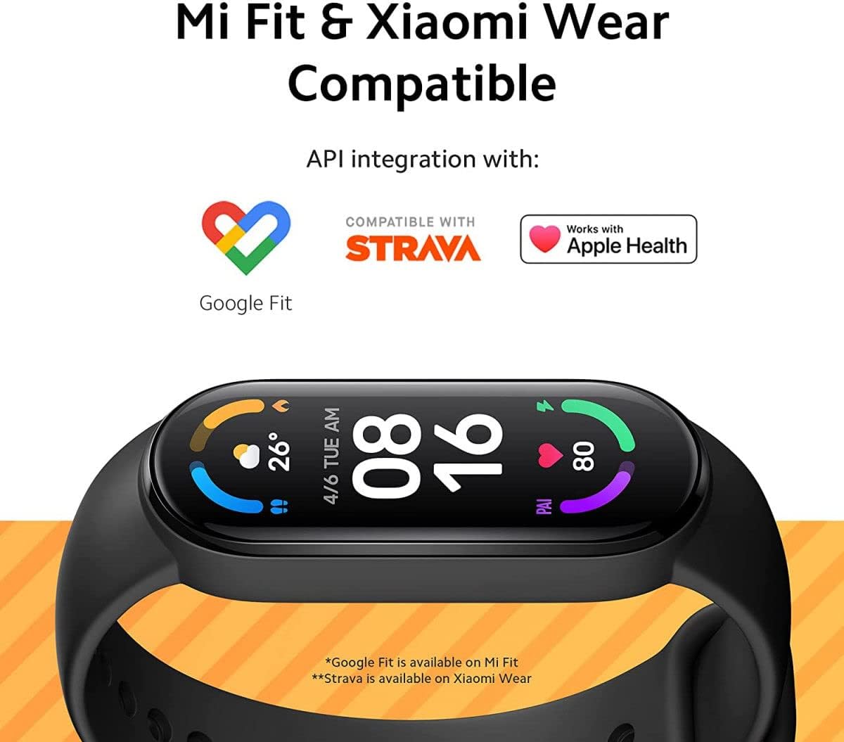 Xiaomi XMSH15HM Mi Smart Band 6 Smart Watch, 1,56 "AMOLED-scherm, sporttracking, waterbestendig tot 5 ATM, antibacteriële riem, 125 mAh-batterij, Italiaanse versie, normaal, zwart