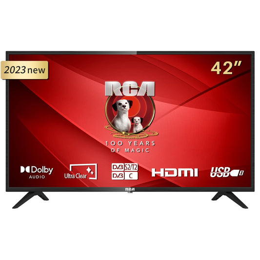 RCA iRB42F3 televisie 42 inch (TV 106 cm), Dolby Audio, LED, HDMI, mediaspeler via USB, digitale audio-uitgang, triple tuner DVB-C/T2/S2, CI+, inclusief hotelmodus, 2023