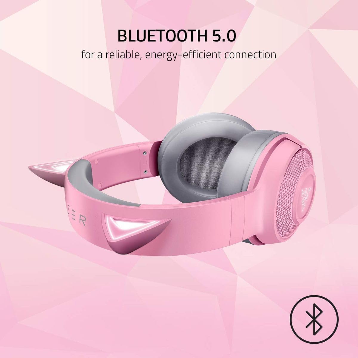 Razer Kraken Kitty Edition - Speciale Draadloze Hoofdtelefoon met Kattenoortjes en RGB-verlichting (Wireless, Verbinding met lage latentie (40 ms), Drivers van 40 mm, Microfoon), Roze