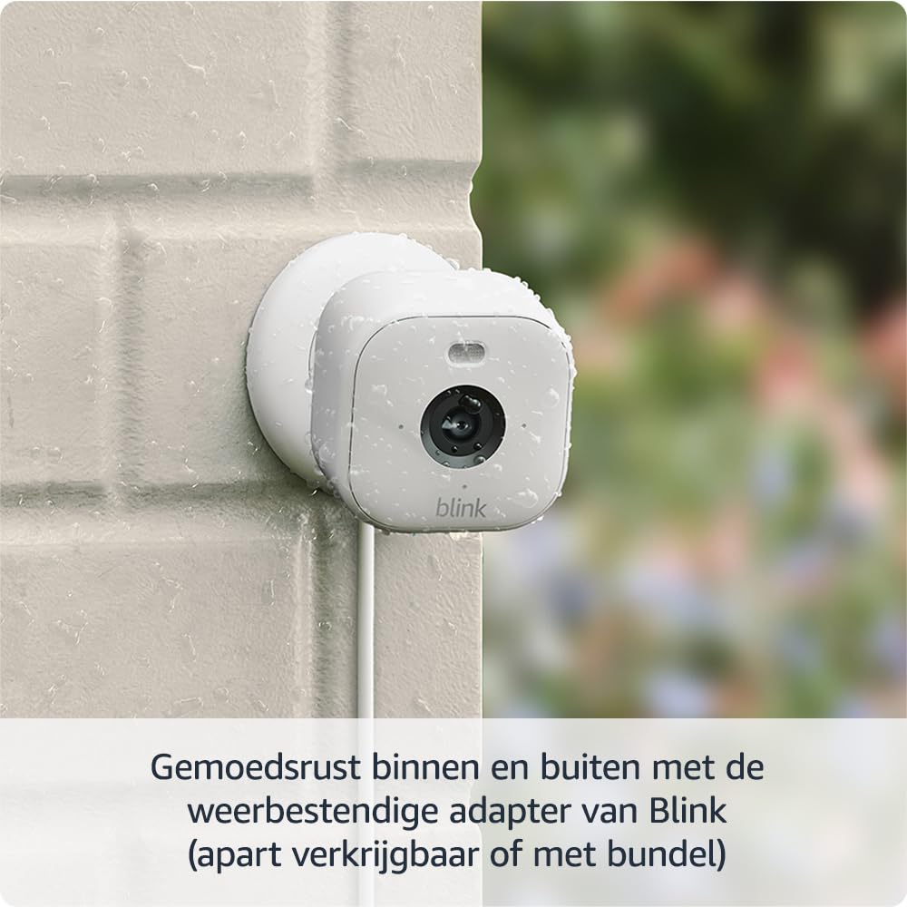 Nieuwe Blink Mini 2 — Slimme beveiligingscamera met stekkeraansluiting, HD-nachtzicht in kleur, ingebouwde spotlight, intercomfunctie, bewegingsdetectie, werkt met Alexa (wit)