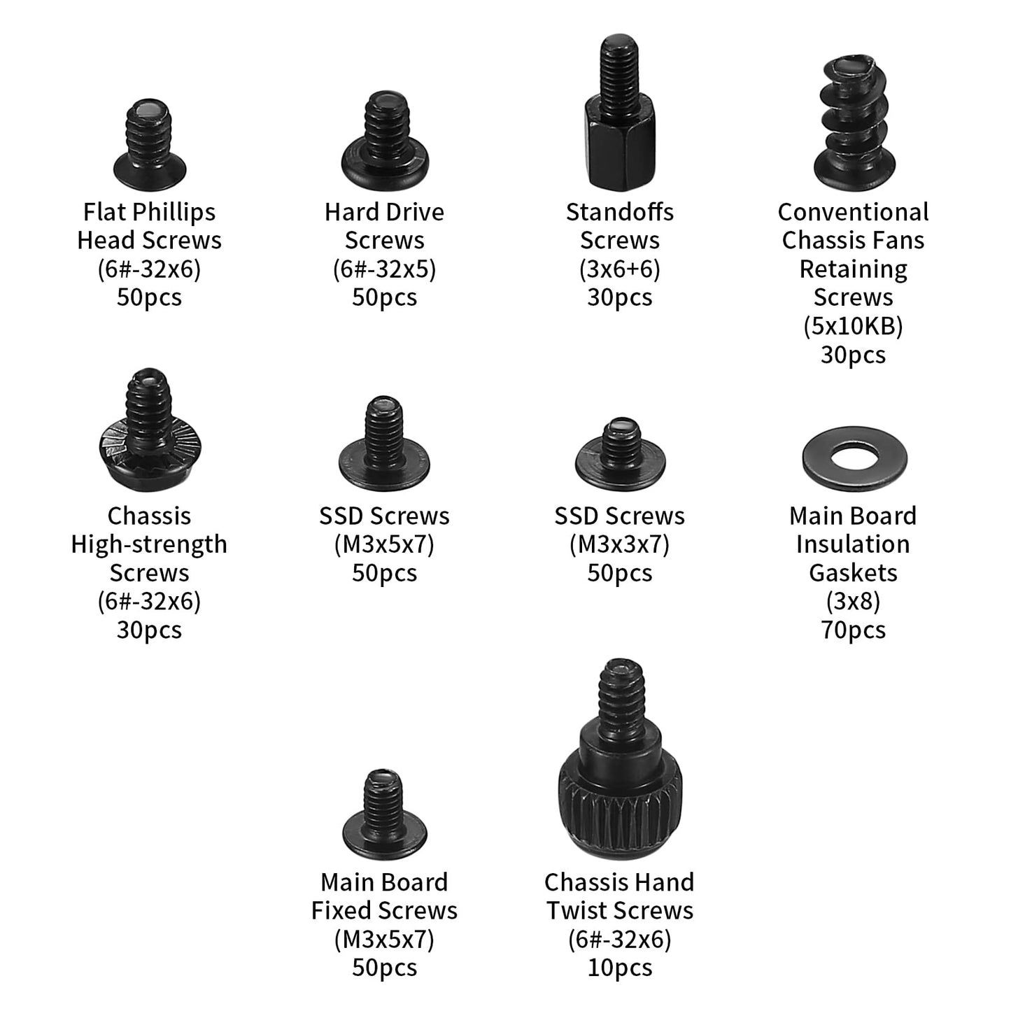 Computerschroeven, standoffs, pc-moederbord, schroeven, afstandhouders, accessoires voor persoonlijke pc-behuizing, moederbord, ventilator, harde schijven, cd-rom, schroevenset, 420 stuks