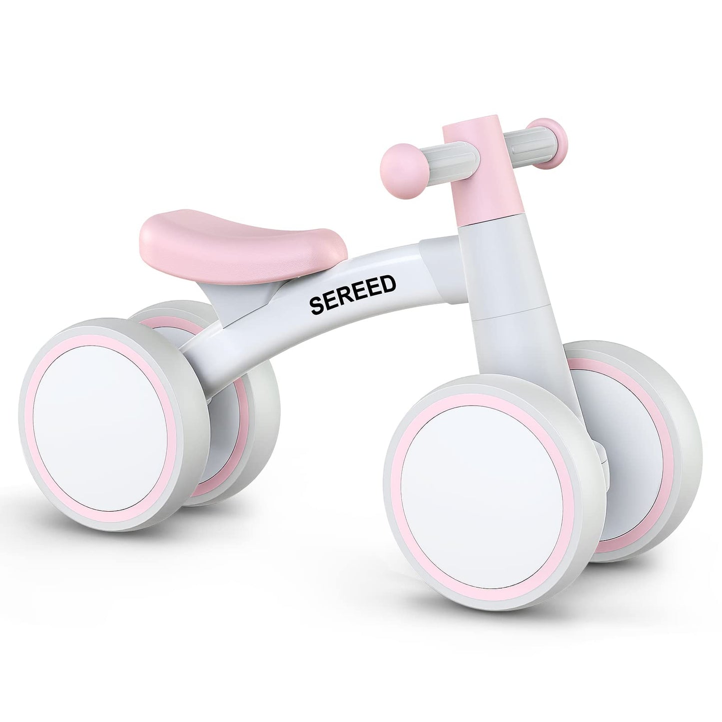 SEREED Baby loopfiets voor 1 jaar oude jongens meisjes 12-24 maanden peuter loopfiets, 4 wielen peuter eerste fiets, eerste verjaardagscadeau