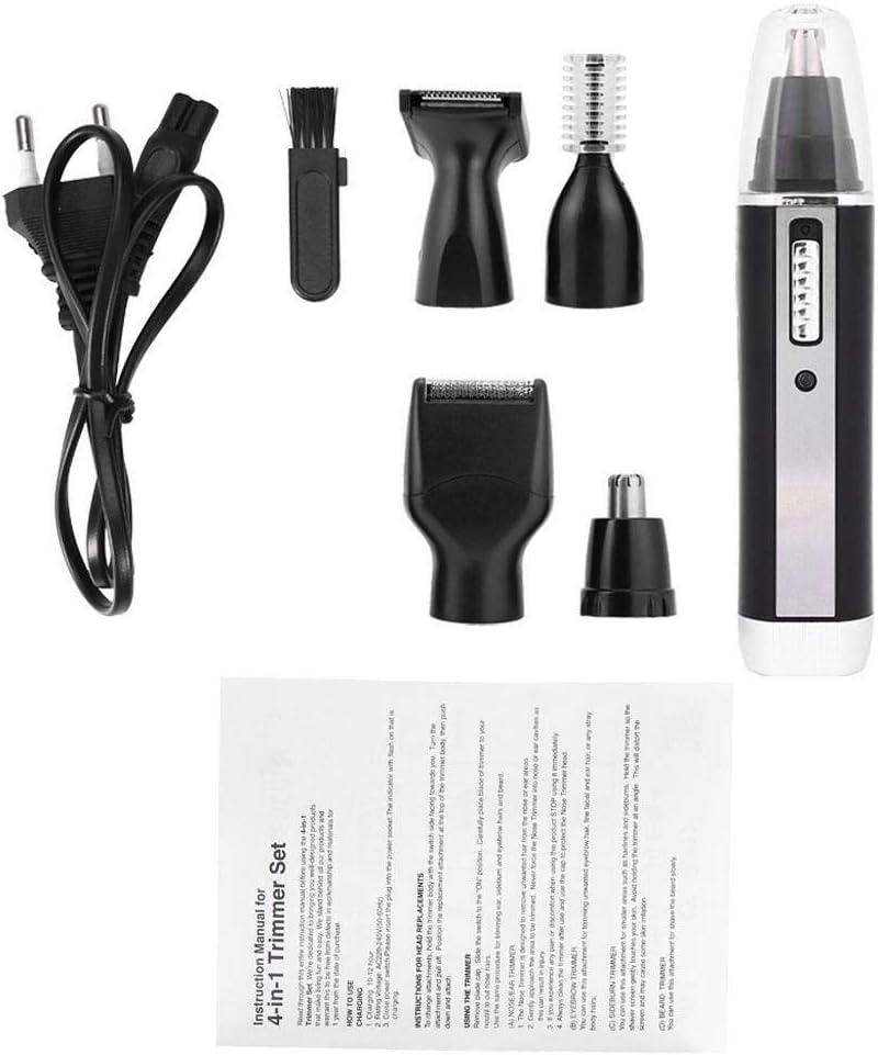 4-in-1 Neushaartrimmer - Oorbaardhaar Wenkbrauwtrimmerset Draagbare Elektrisch Scheren Oor- en Neushaartrimmer Clipper Waterdicht Wenkbrauw- en Gezichtshaartrimmer voor Mannen Vrouwen