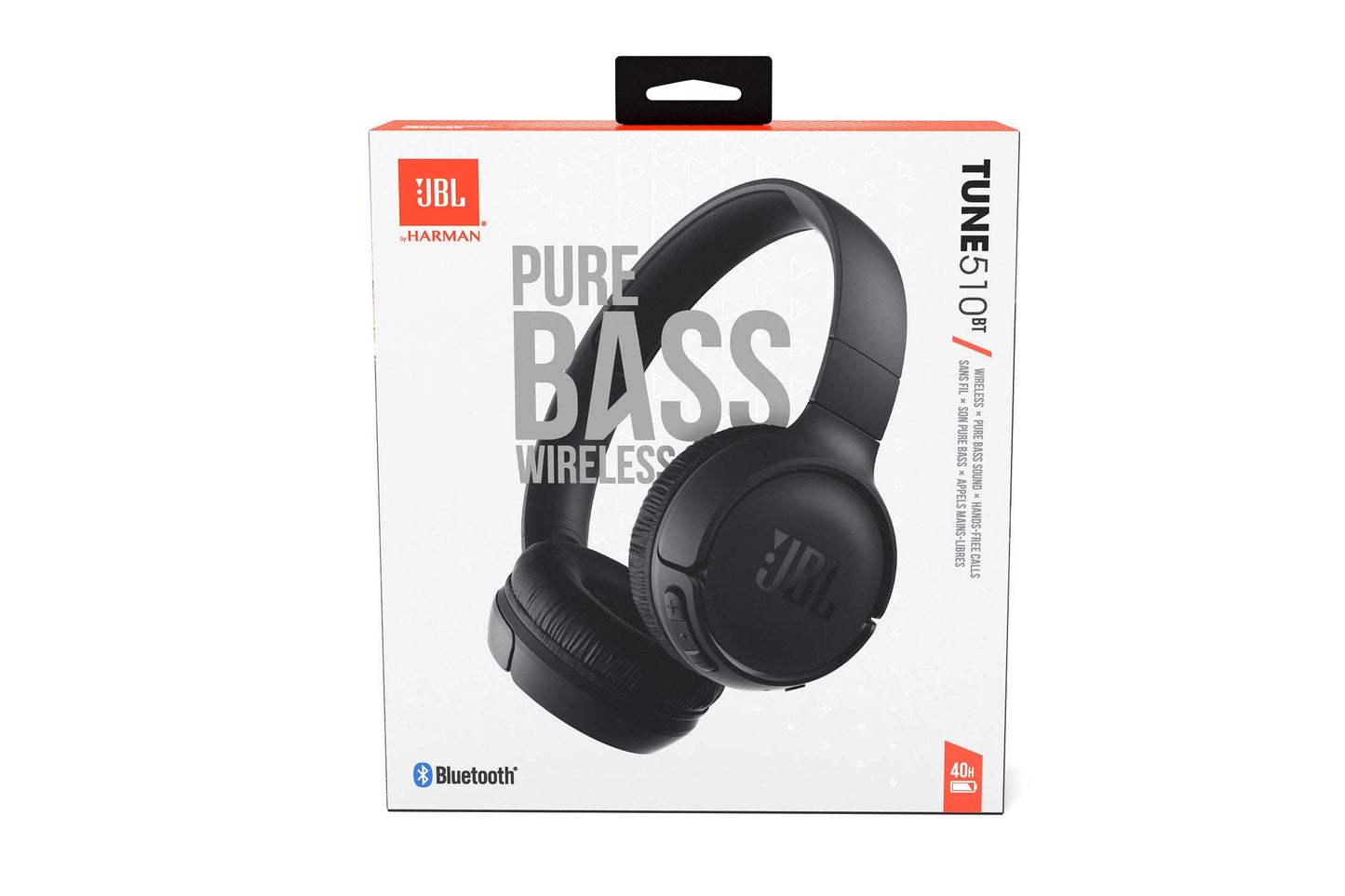 JBL Tune510 draadloze Bluetooth--koptelefoon over het oor met zuiver basgeluid, headset met afstandsbediening en ingebouwde microfoon, in zwart