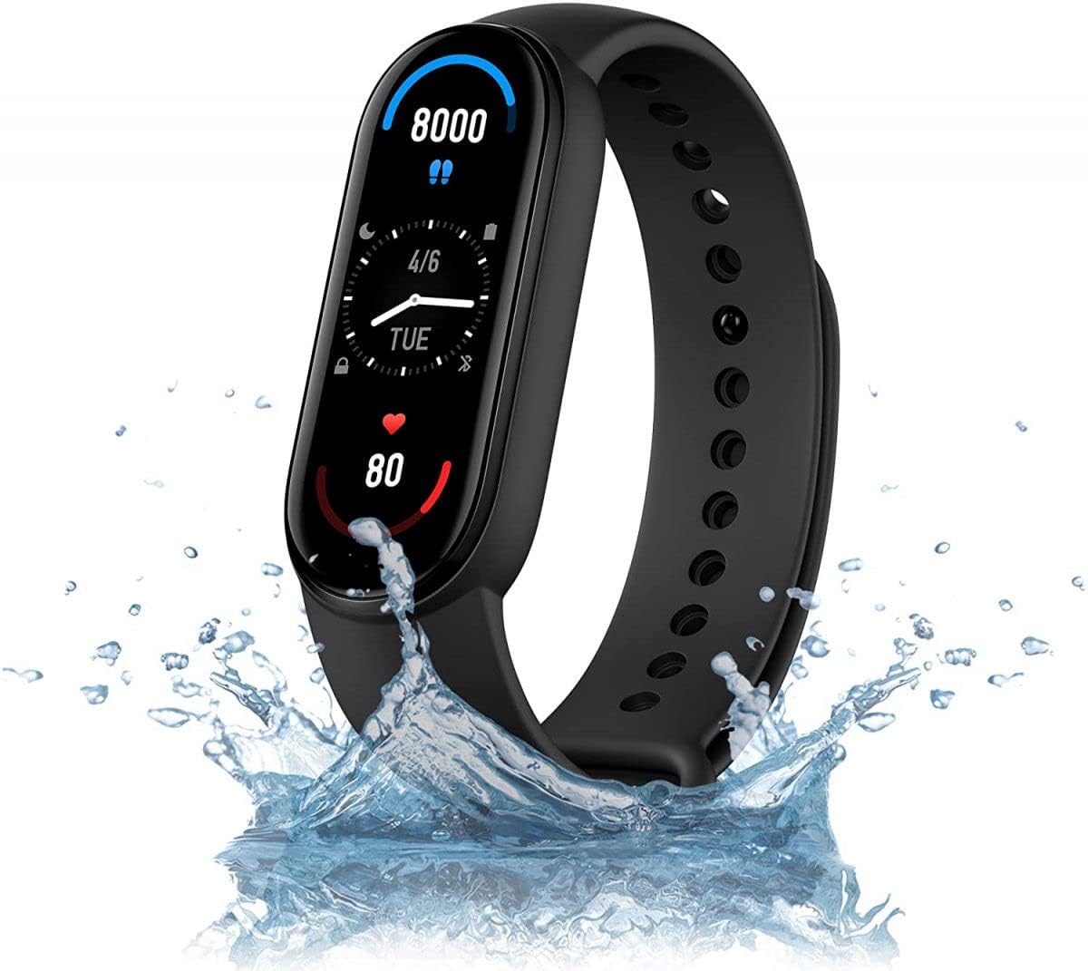 Xiaomi XMSH15HM Mi Smart Band 6 Smart Watch, 1,56 "AMOLED-scherm, sporttracking, waterbestendig tot 5 ATM, antibacteriële riem, 125 mAh-batterij, Italiaanse versie, normaal, zwart