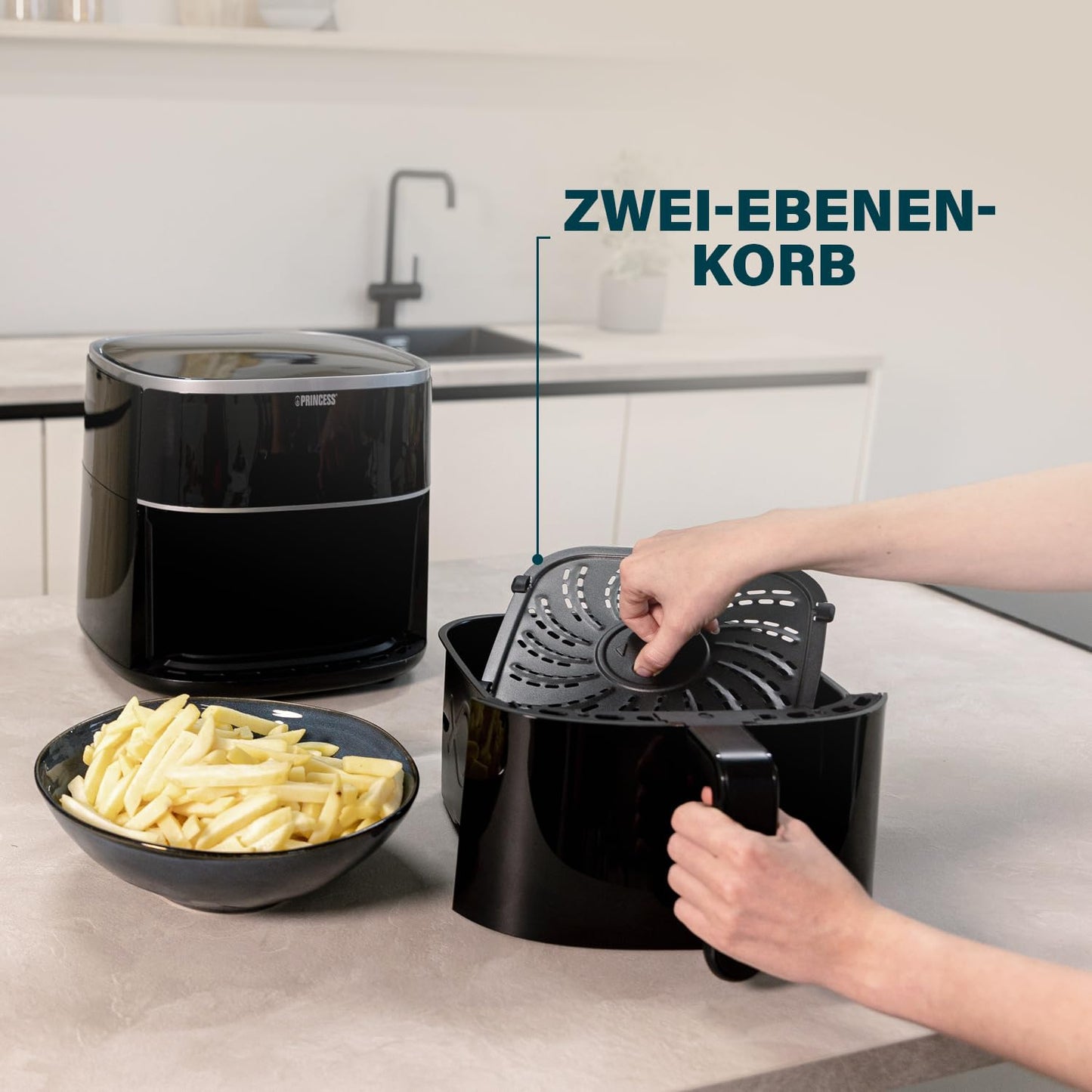 Princess digitale airfryer 182238-4 L - 1 kg friet - instelbare capaciteit van de tank