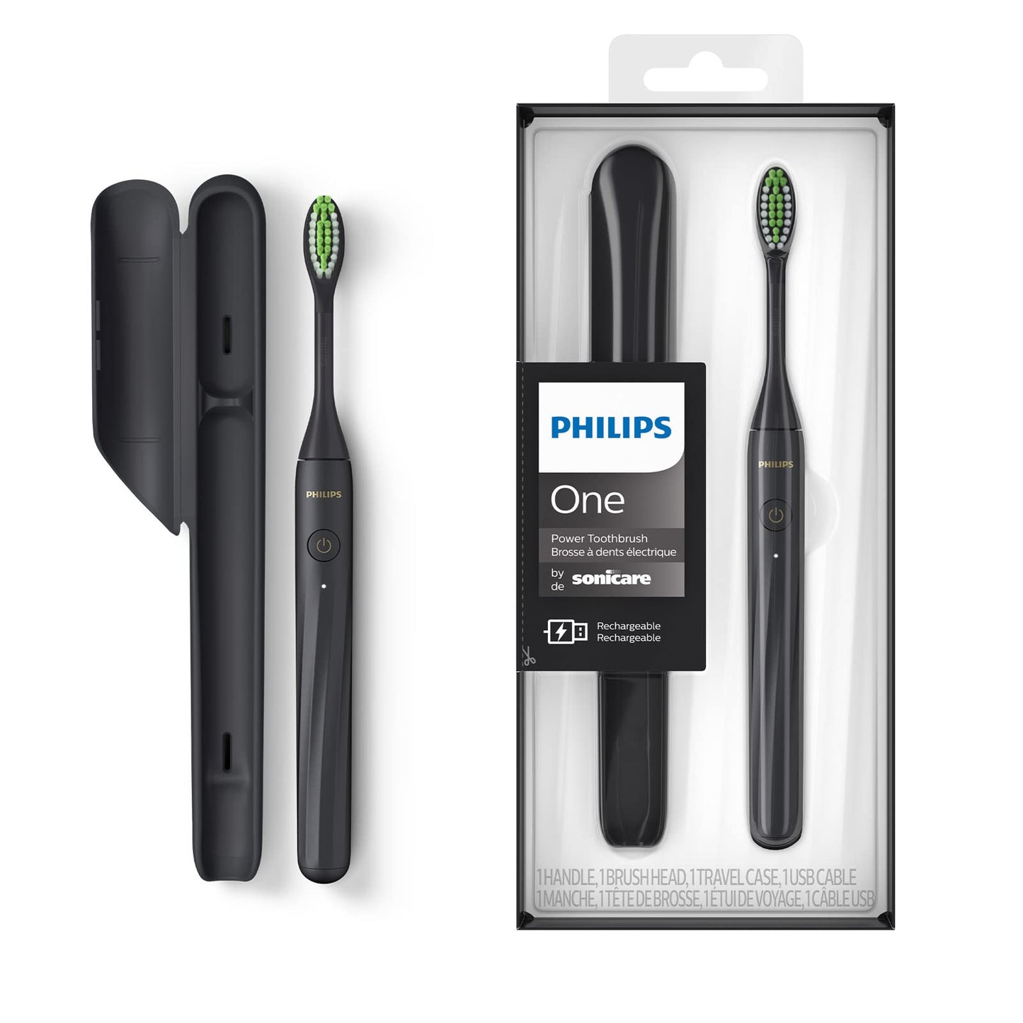 PHILIPS One elektrische tandenborstel oplaadbaar - Kleur Zwart (model HY1200/06)