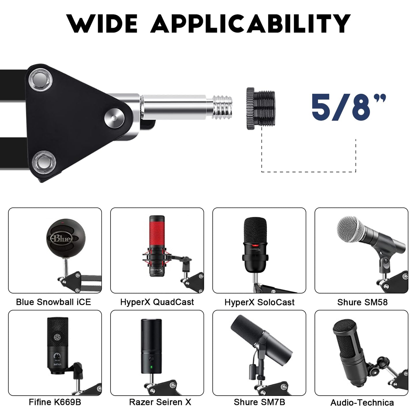 HyperX QuadCast Boom Arm Stand,Aokeo AK-35 Verstelbare Compacte Microfoon Suspension Boom Schaar Arm Stand Voor Blue Yeti Snowball iCE En de Meeste Microfoons