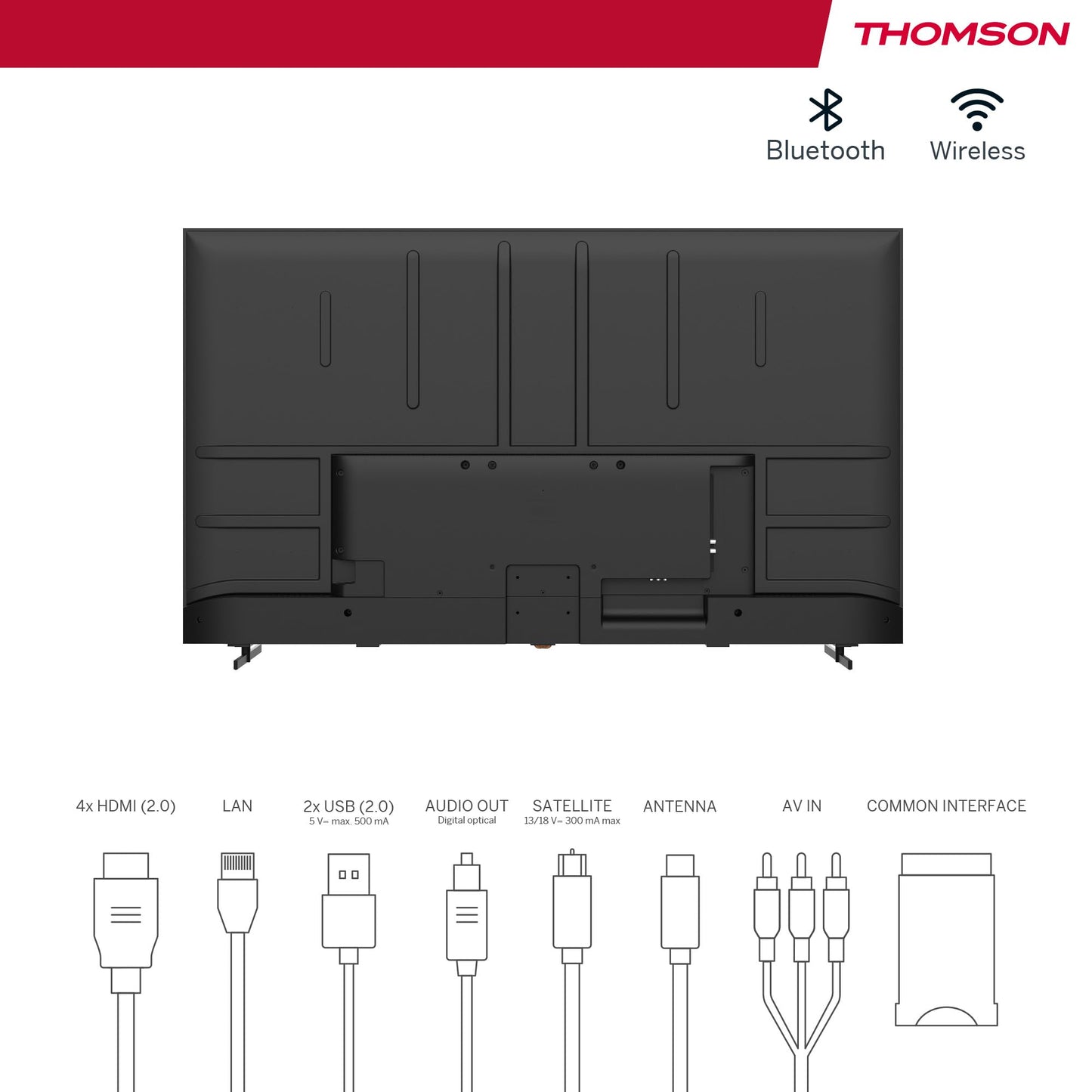 THOMSON 65 Inch (164 cm) UHD Smart Android TV (WLAN, HDR, drievoudige tuner DVB-C/S2/T2, Netflix, Youtube, Prime Video, Disney+) - 65UA5S13-2023