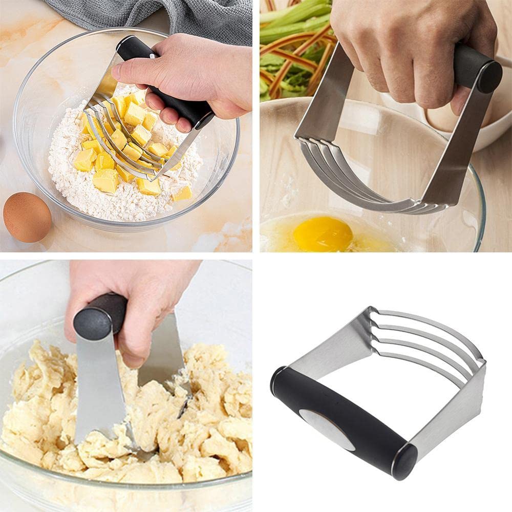 Rvs Gebak Cutter Gebak Blender Hout Antislip Handvat Meel Klopper Duty Deeg Cutter Voor Pasta Pie Korst En Cake