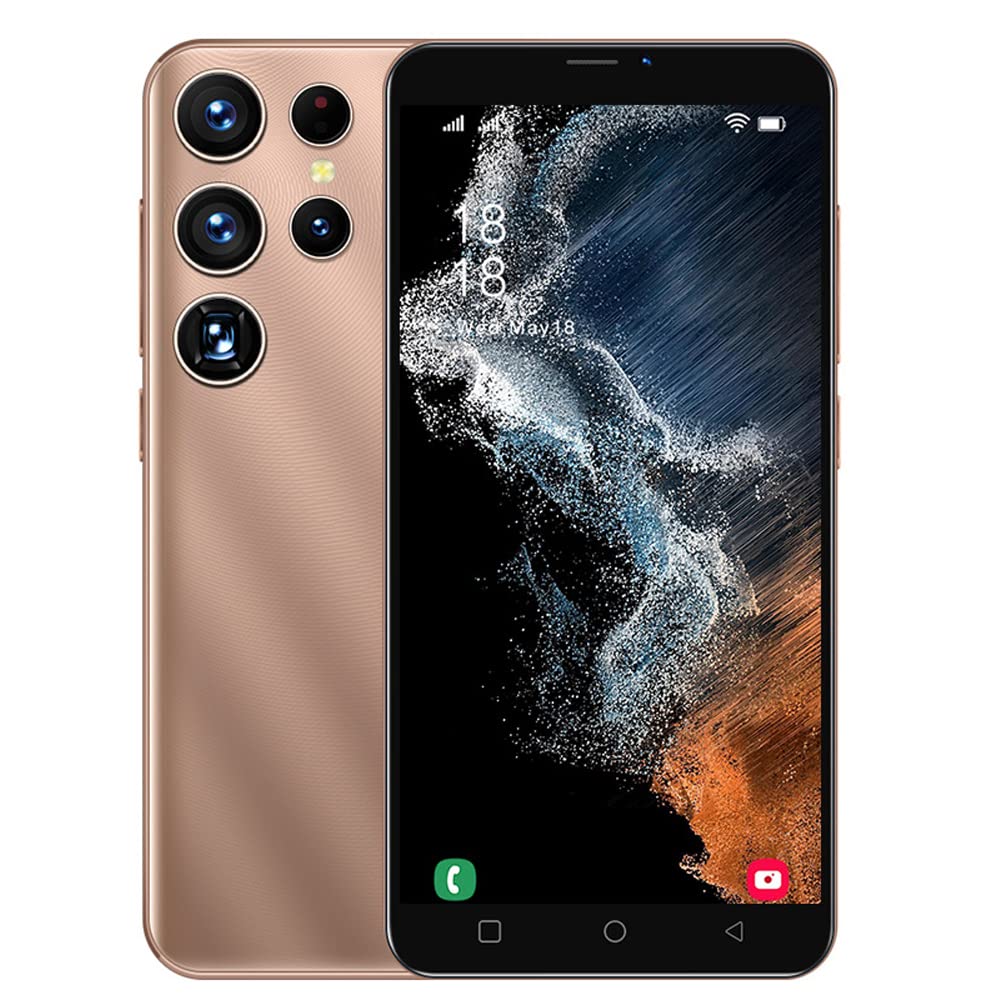 Smartphone Zonder Contract Mobiele Telefoon, SnHey 5.0 Inch Goedkope Mobiele Telefoons van 4 GB ROM (Schaalbaar aan 128GB), Dual SIM Dual Standby (S22Ultra-Champagne Gold)