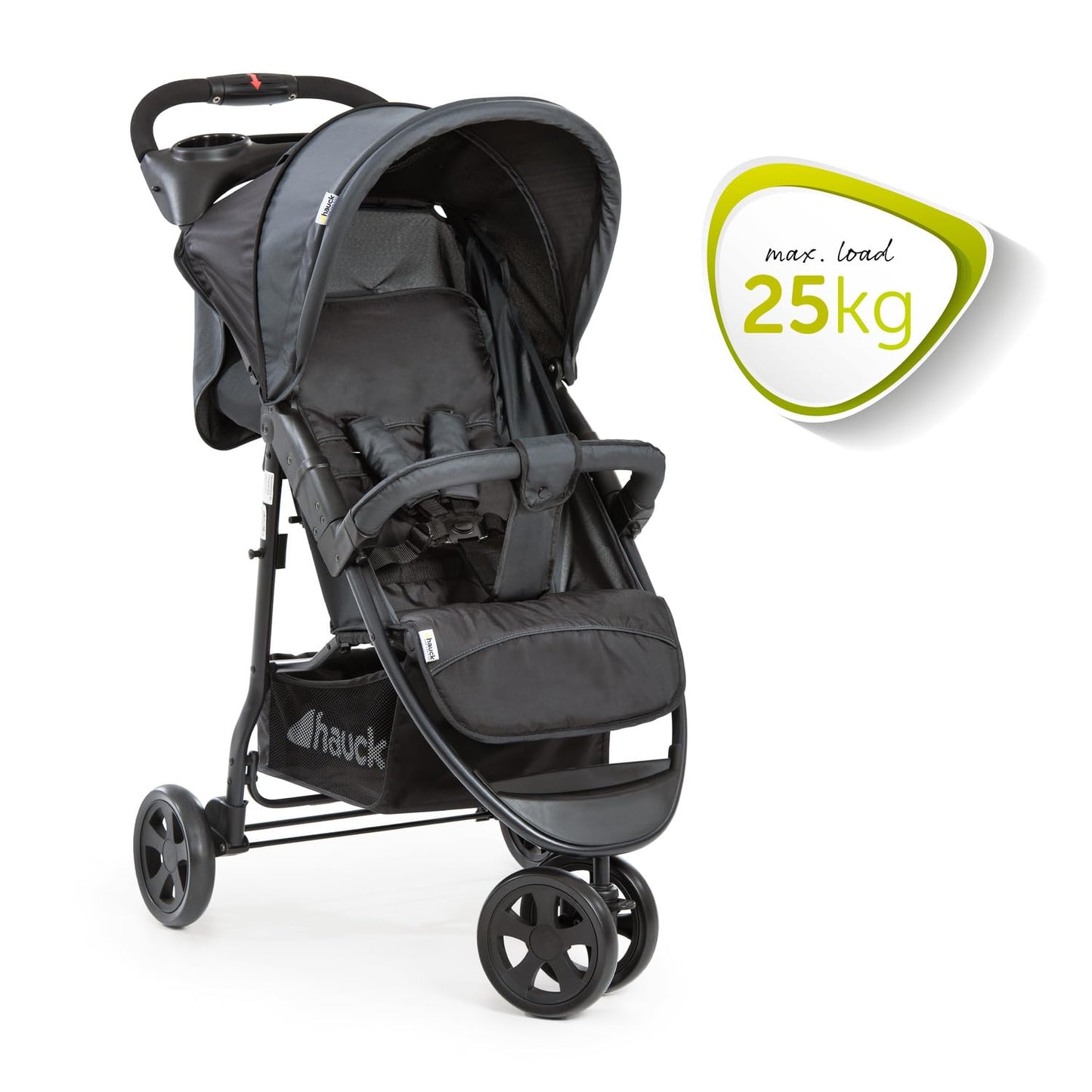 Hauck Citi Neo 2 kinderwagen met drie wielen, tot 25 kg/opvouwbaar met één hand/lichtgewicht - 7,5 kg/bekerhouder inbegrepen/ligpositie voor baby's vanaf de geboorte/grote mand/grijs